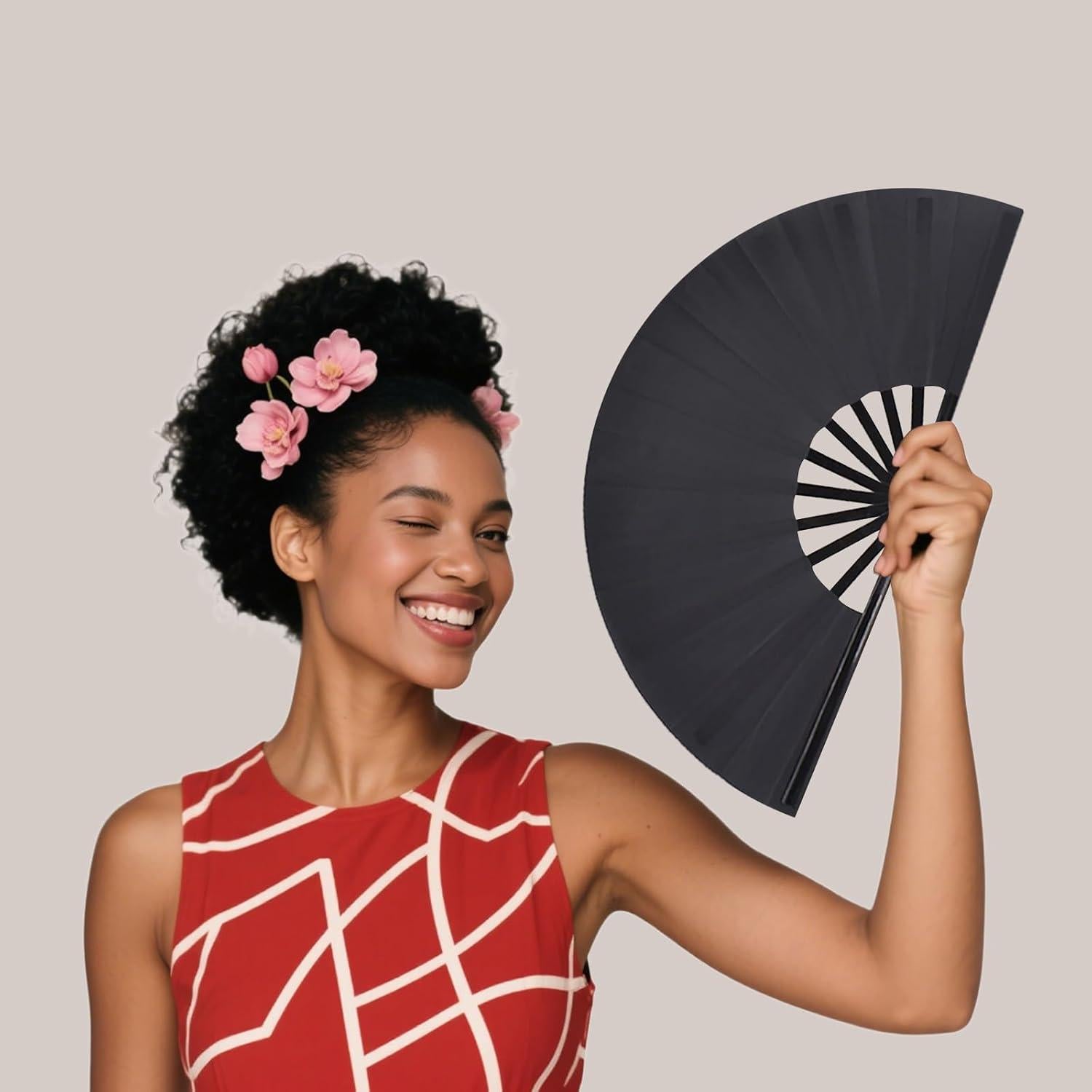 Abanico Plegable Grande Yunaeduo 63.5 cm para Baile Ruidoso