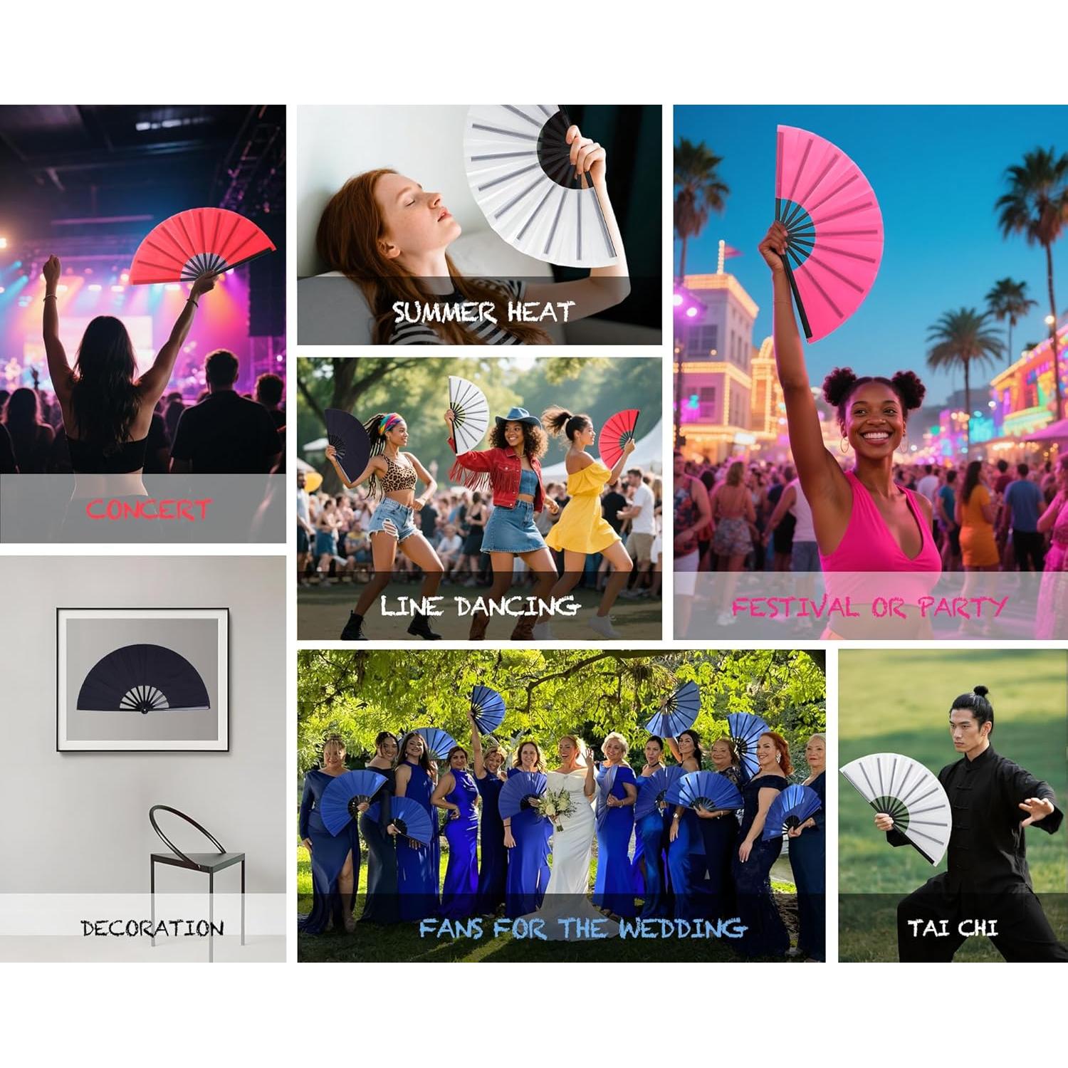 Abanico Plegable Grande Yunaeduo 63.5 cm para Baile Ruidoso