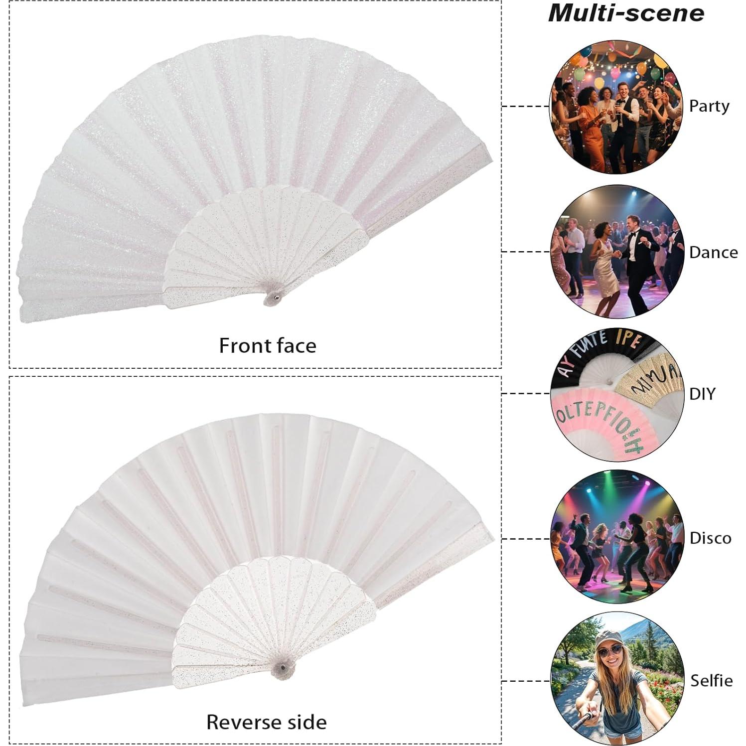 Abanico de Mano Brillante SiissaPeksid Blanco 42 cm