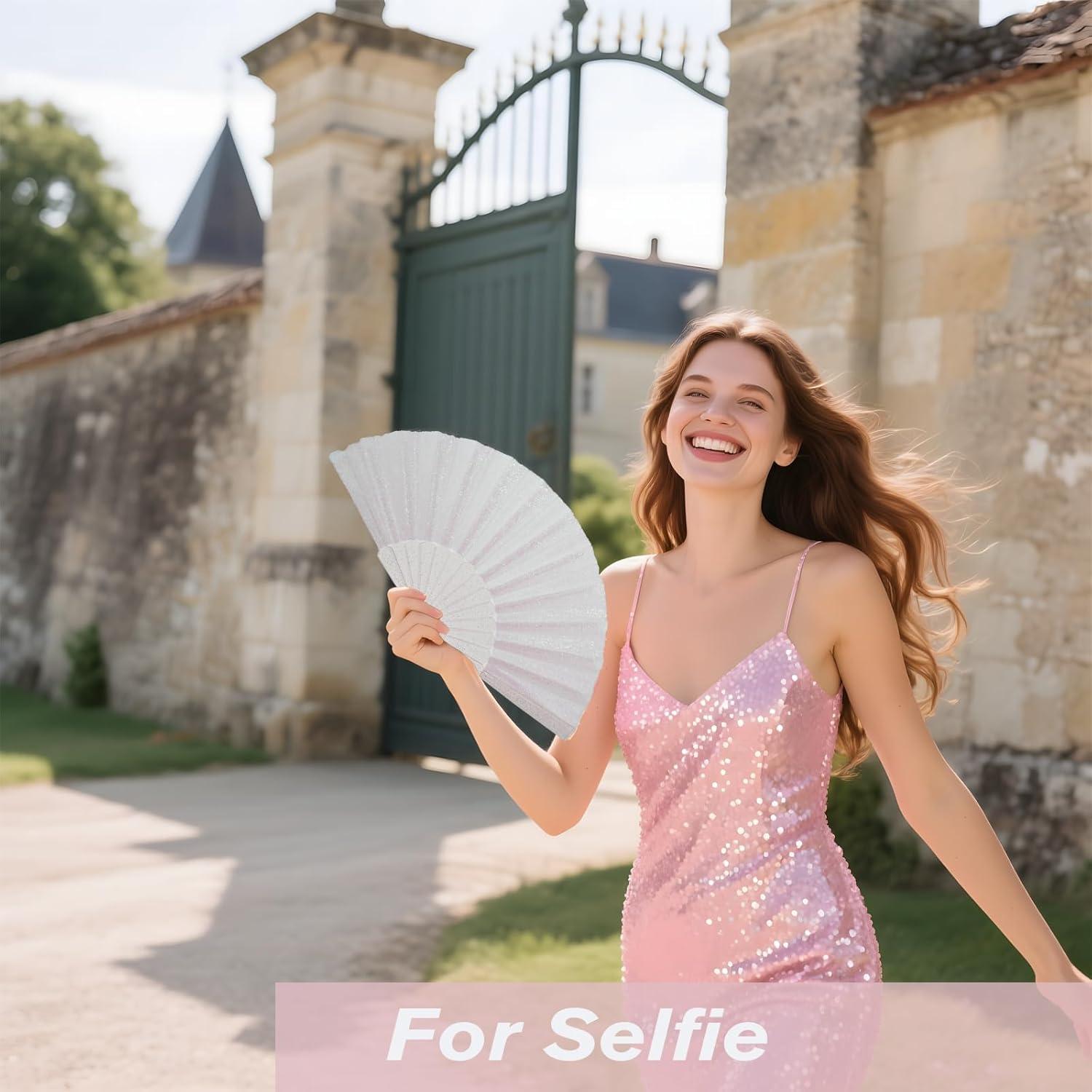 Abanico de Mano Brillante SiissaPeksid Blanco 42 cm