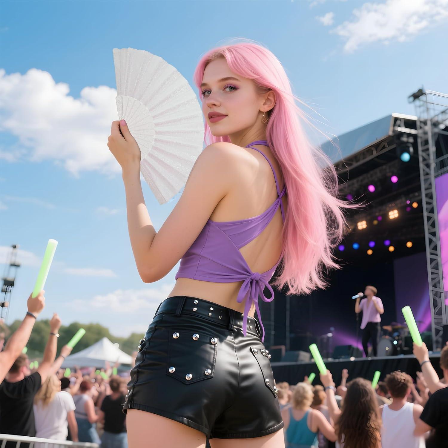 Abanico de Mano Brillante SiissaPeksid Blanco 42 cm