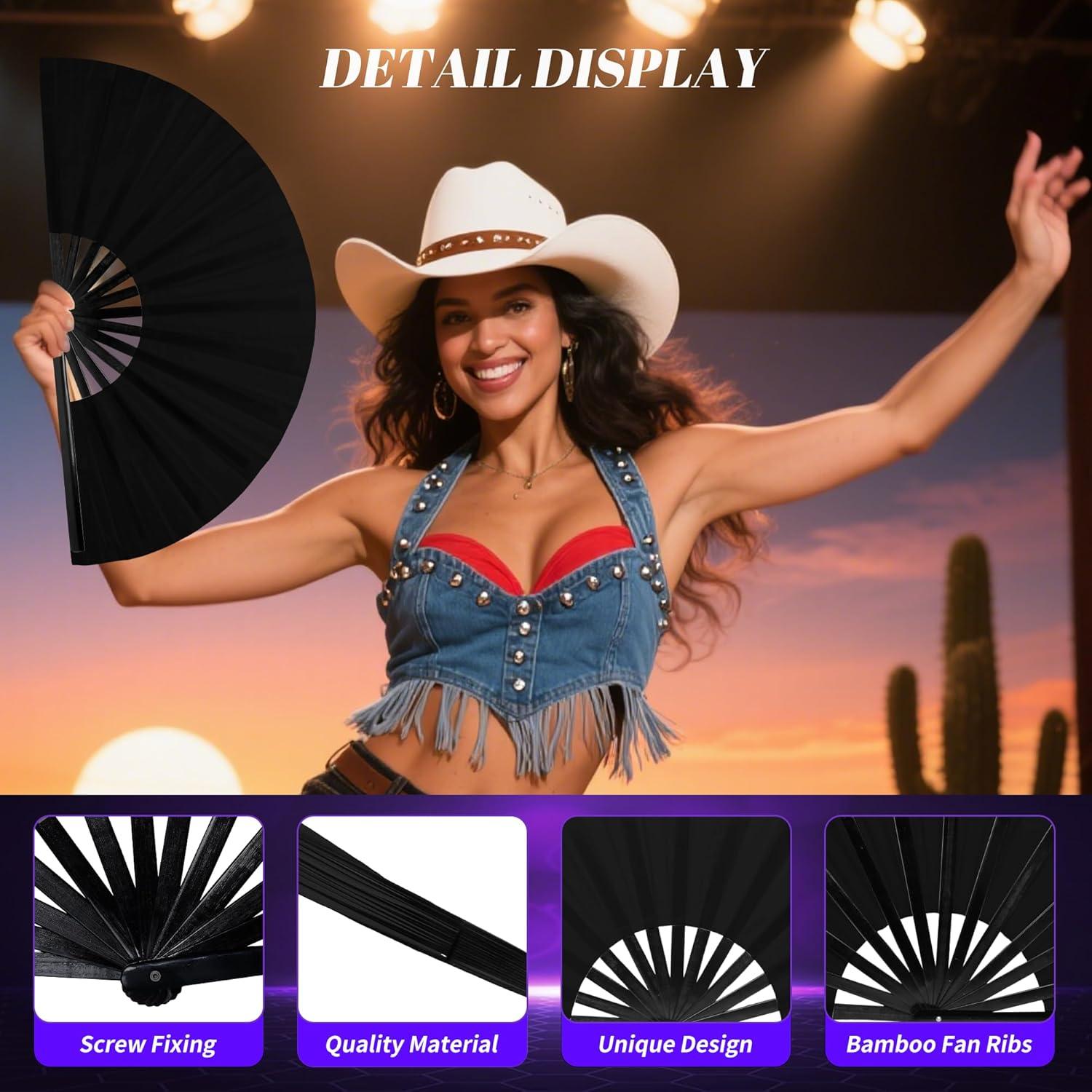 Ventilador Plegable de Mano Onekka 34 cm con Brillo UV