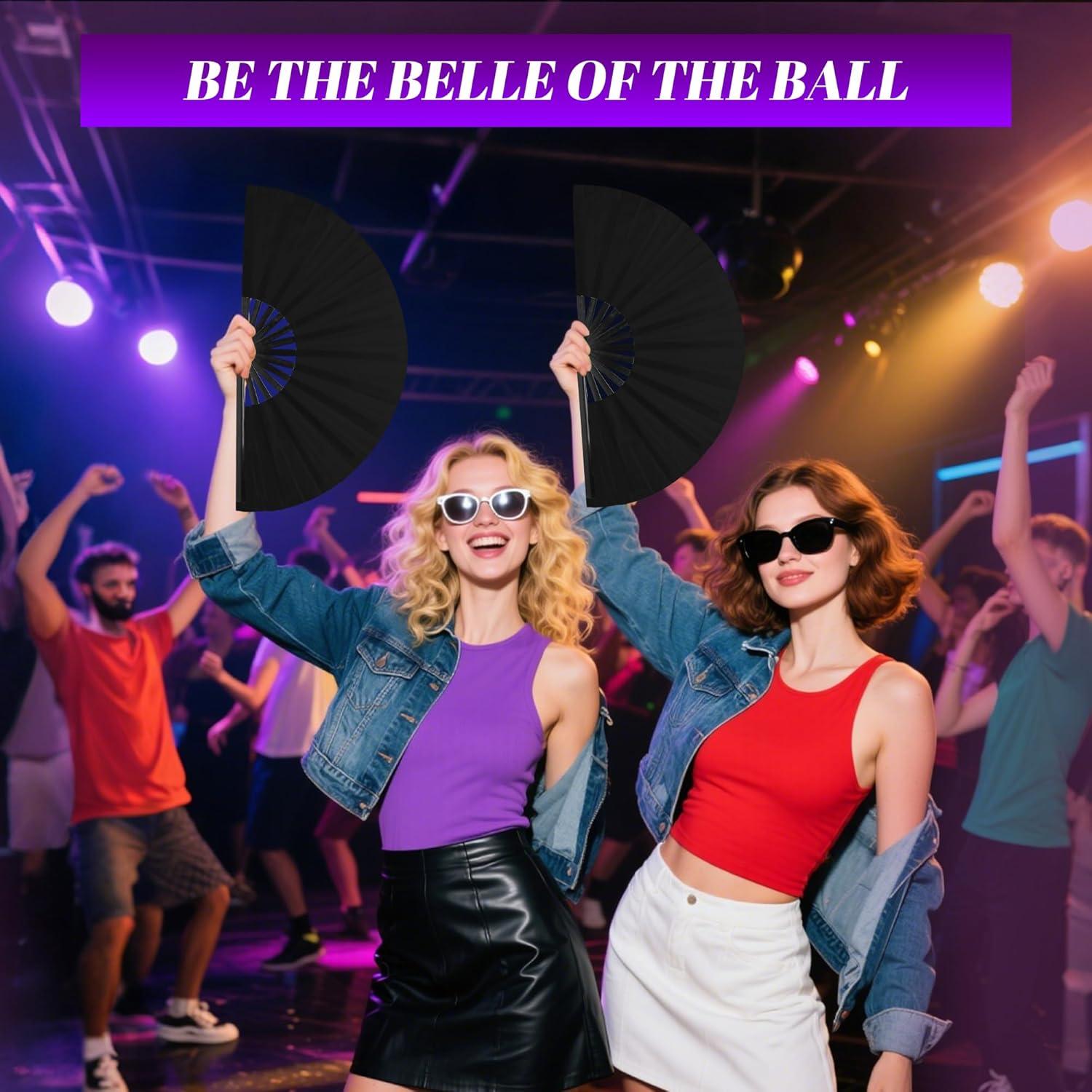 Ventilador Plegable de Mano Onekka 34 cm con Brillo UV