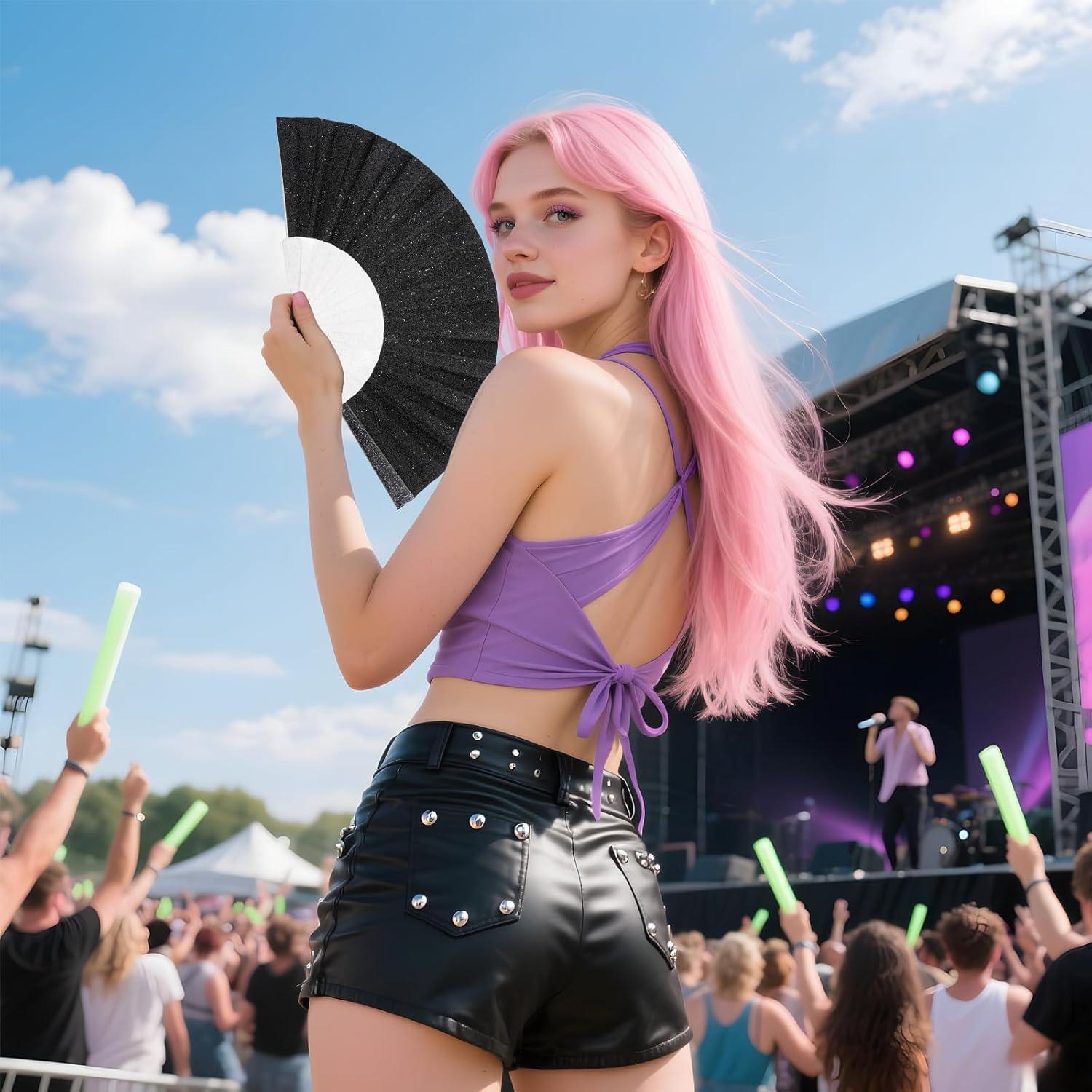 Paquete de 24 Ventiladores de Mano Brillantes SiissaPeksid