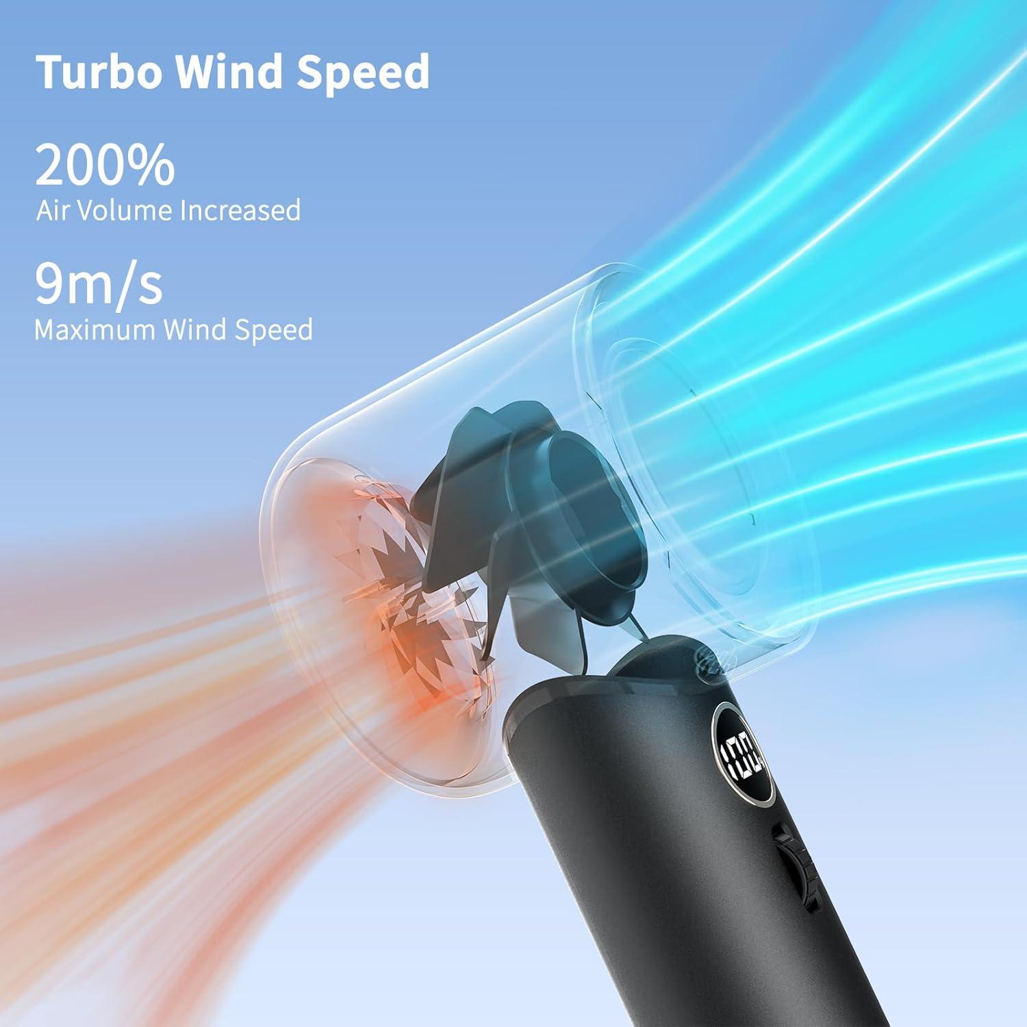 Ventilador de Mano WAFTING Portátil Recargable 5000mAh Negro