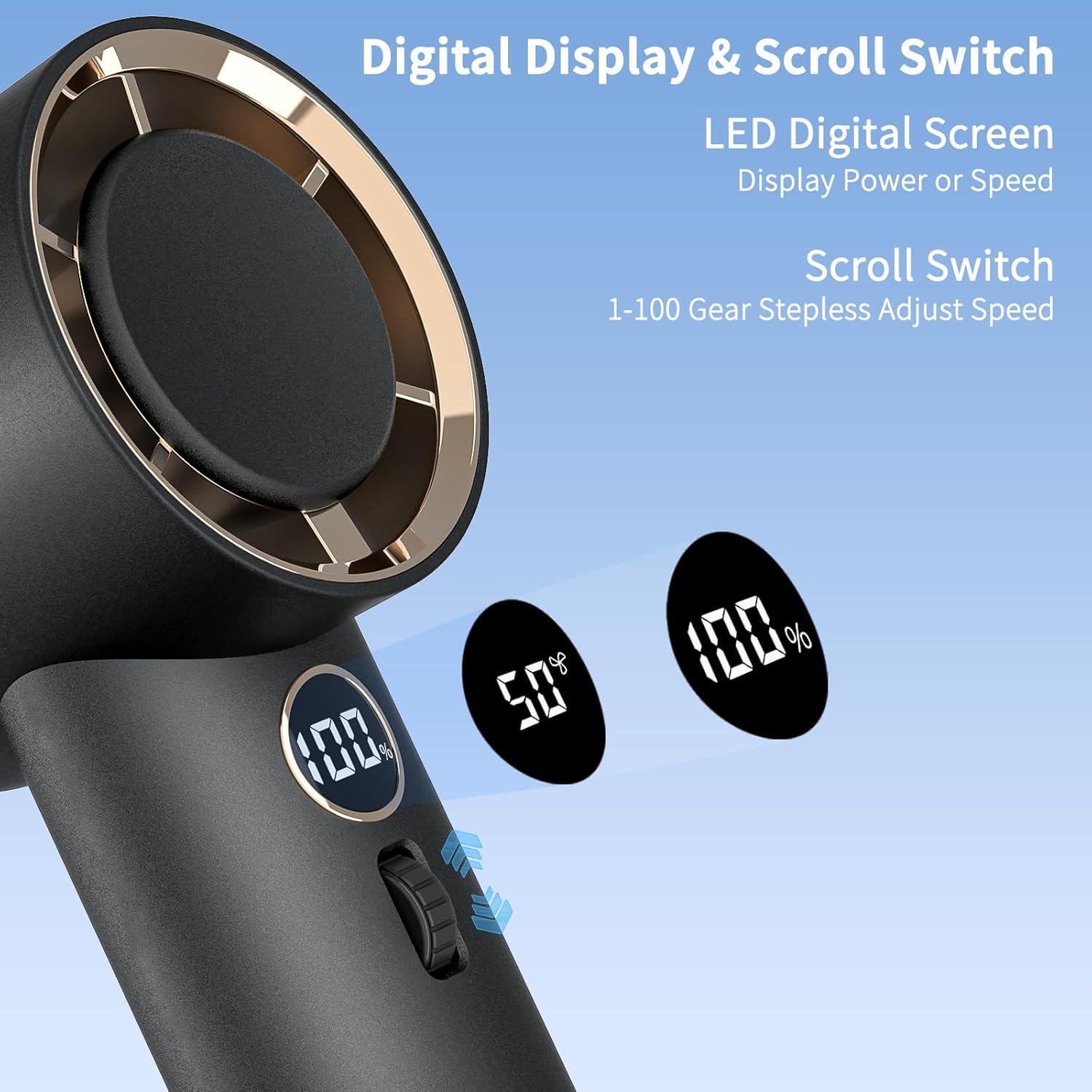 Ventilador de Mano WAFTING Portátil Recargable 5000mAh Negro