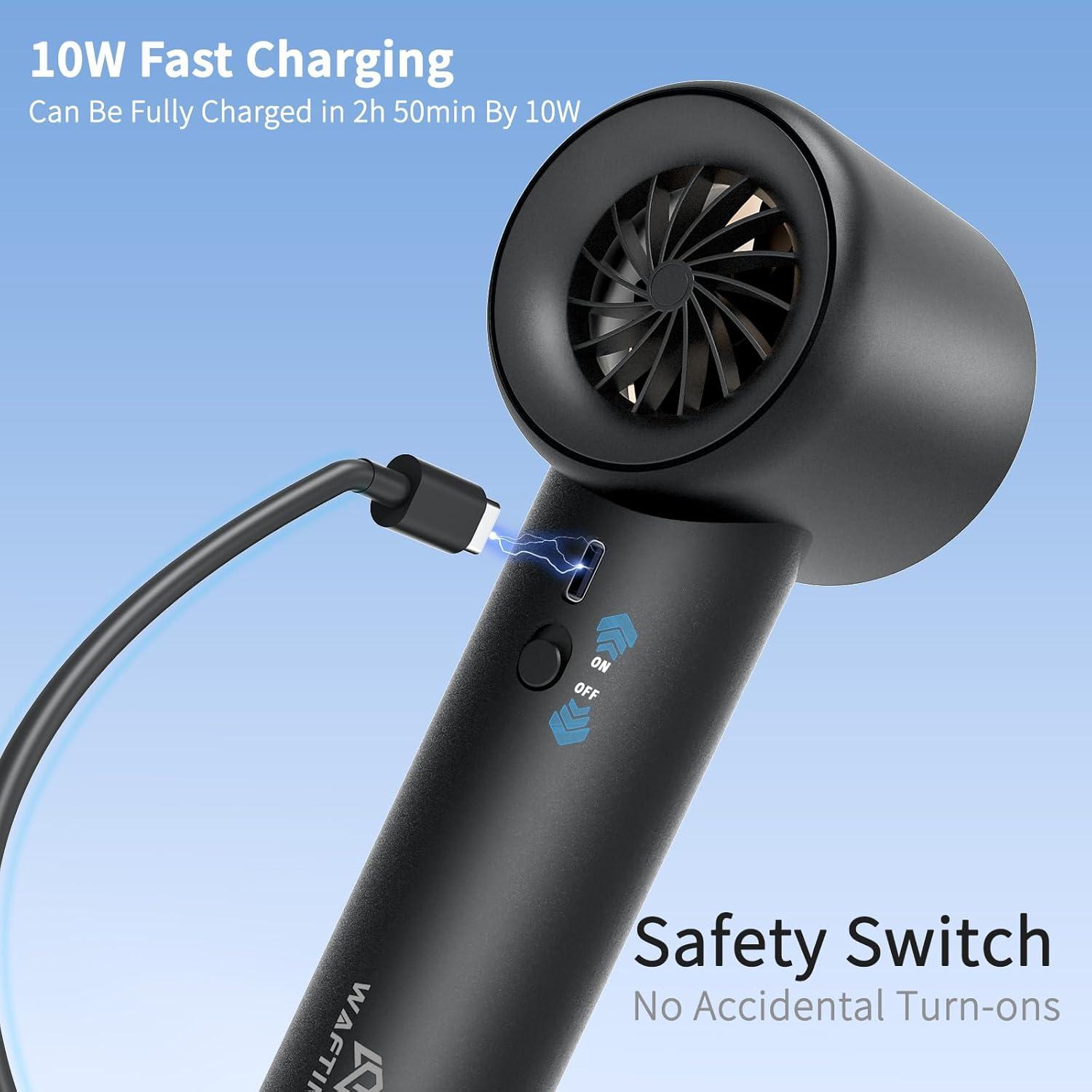 Ventilador de Mano WAFTING Portátil Recargable 5000mAh Negro