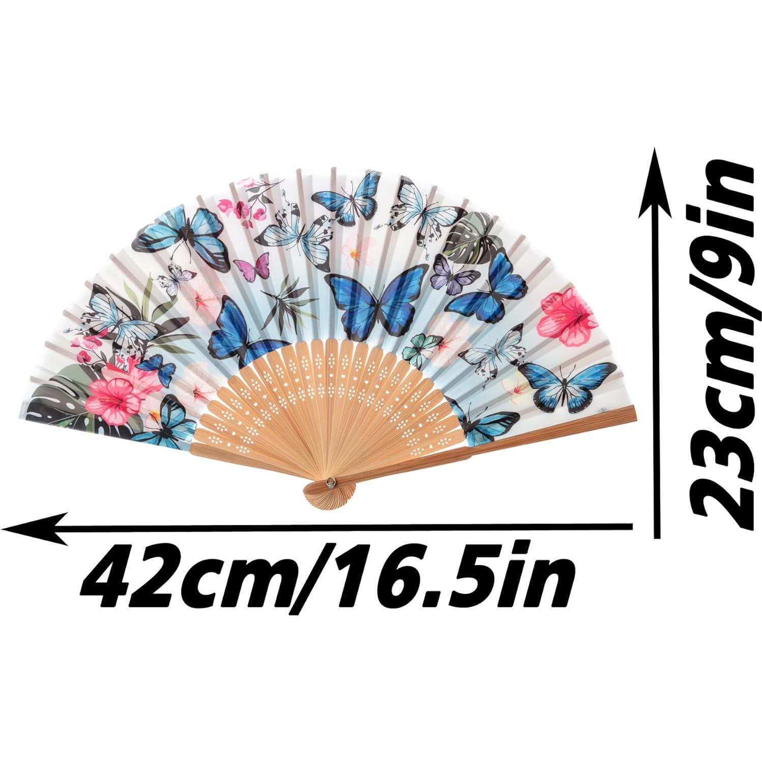 Abanico de Bambú Salutto Mariposa Azul 22.86 cm Reutilizable