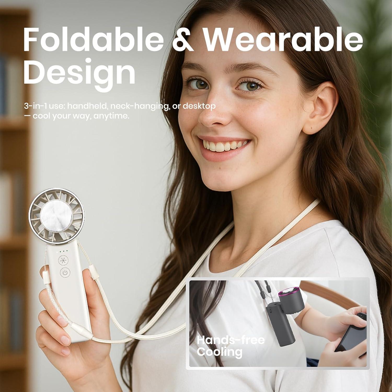 Ventilador Mini Portátil Sowmow Negro 4 Velocidades 4800mAh