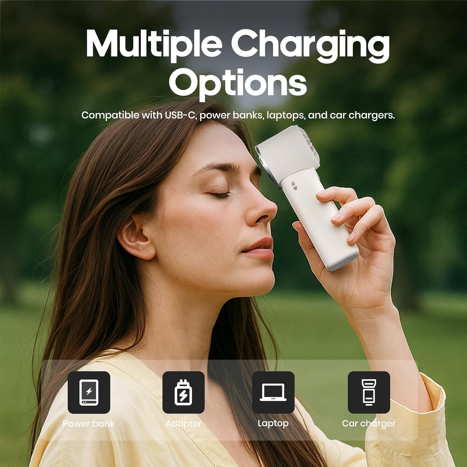 Ventilador Mini Portátil Sowmow Negro 4 Velocidades 4800mAh