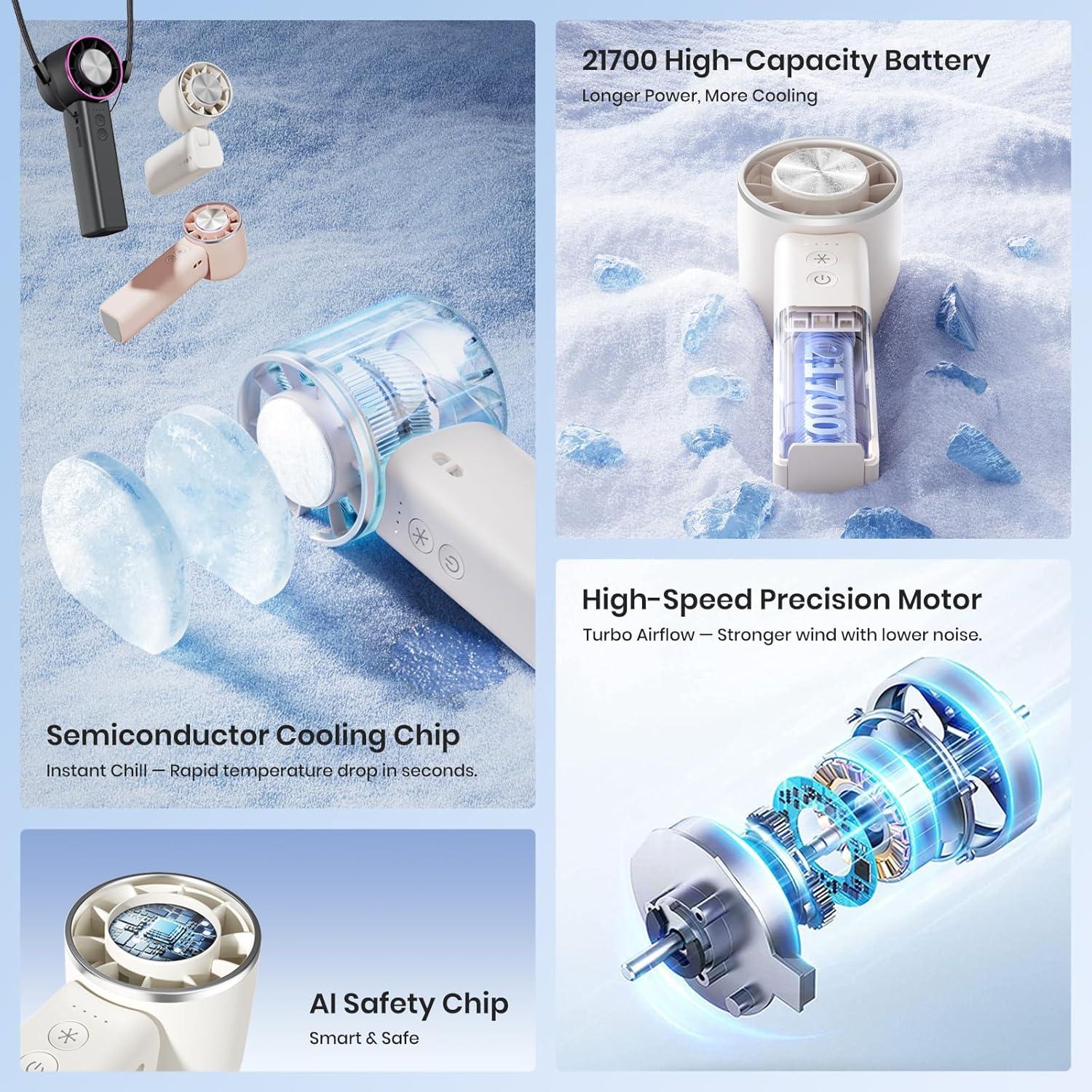 Ventilador Mini Portátil Sowmow Negro 4 Velocidades 4800mAh