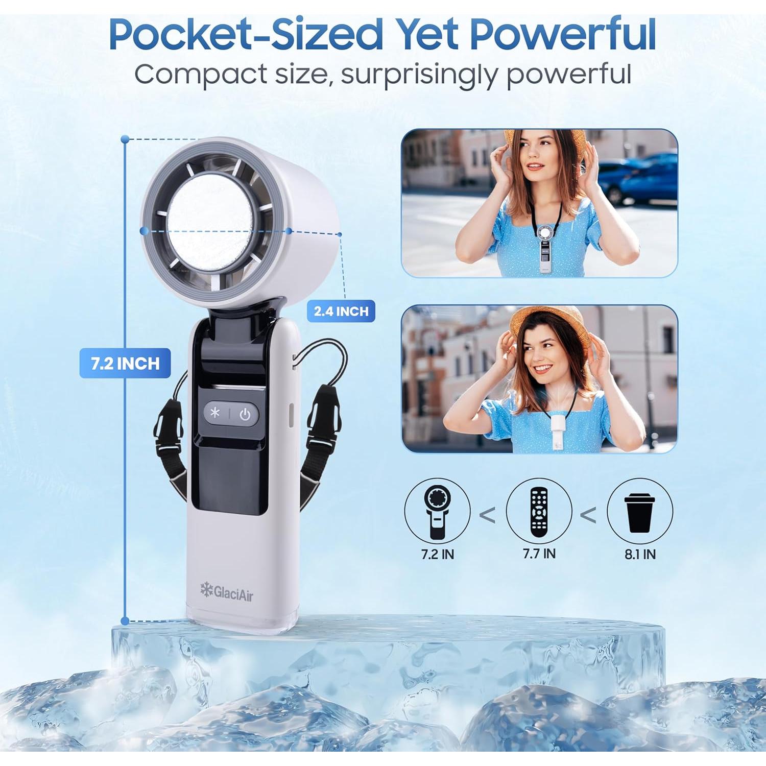 Ventilador de Mano GlaciAir GLCR01 Mini Recargable 15000RPM