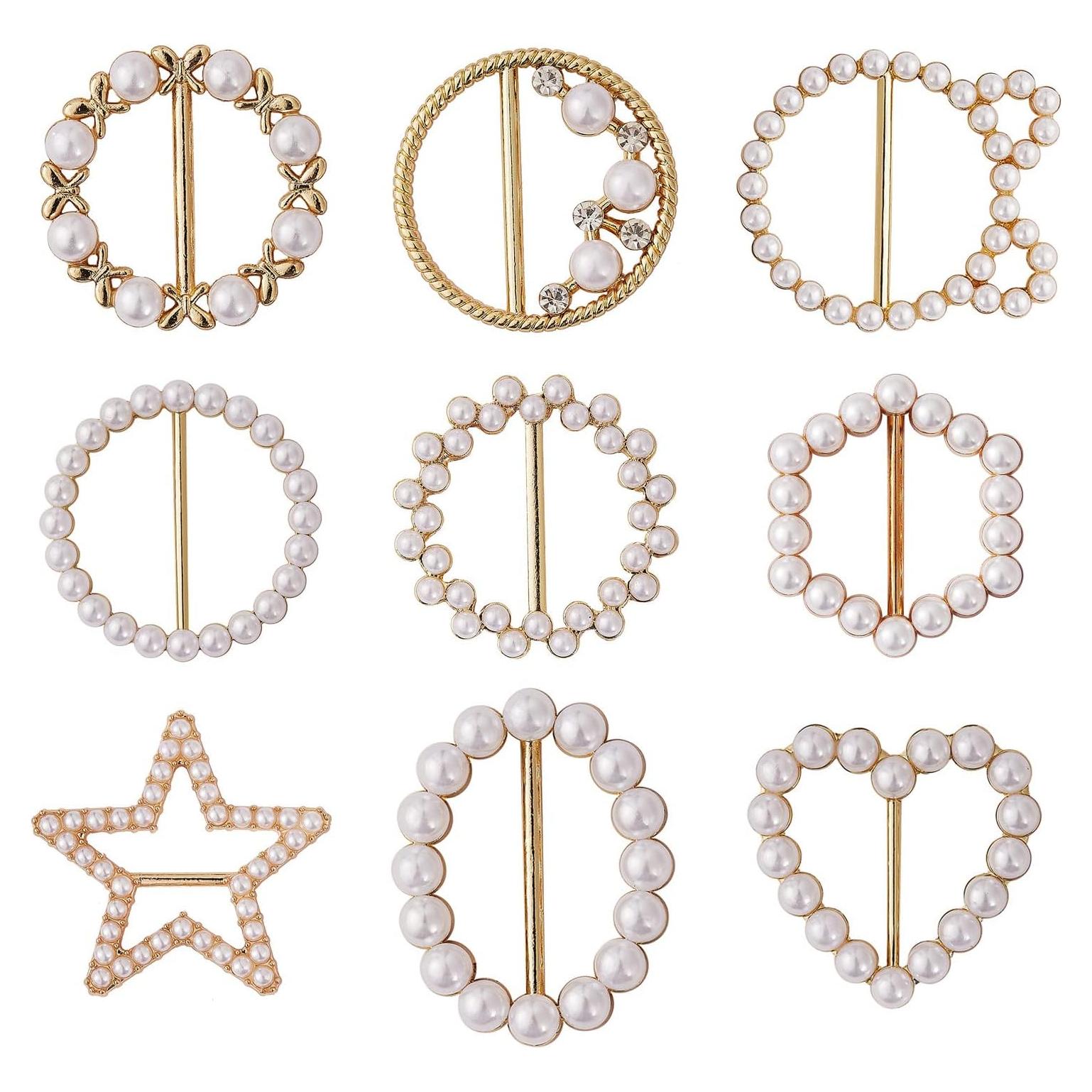Hebillas de Aleación BEEFLYING 9 Pcs con Rhinestones Dorado Claro