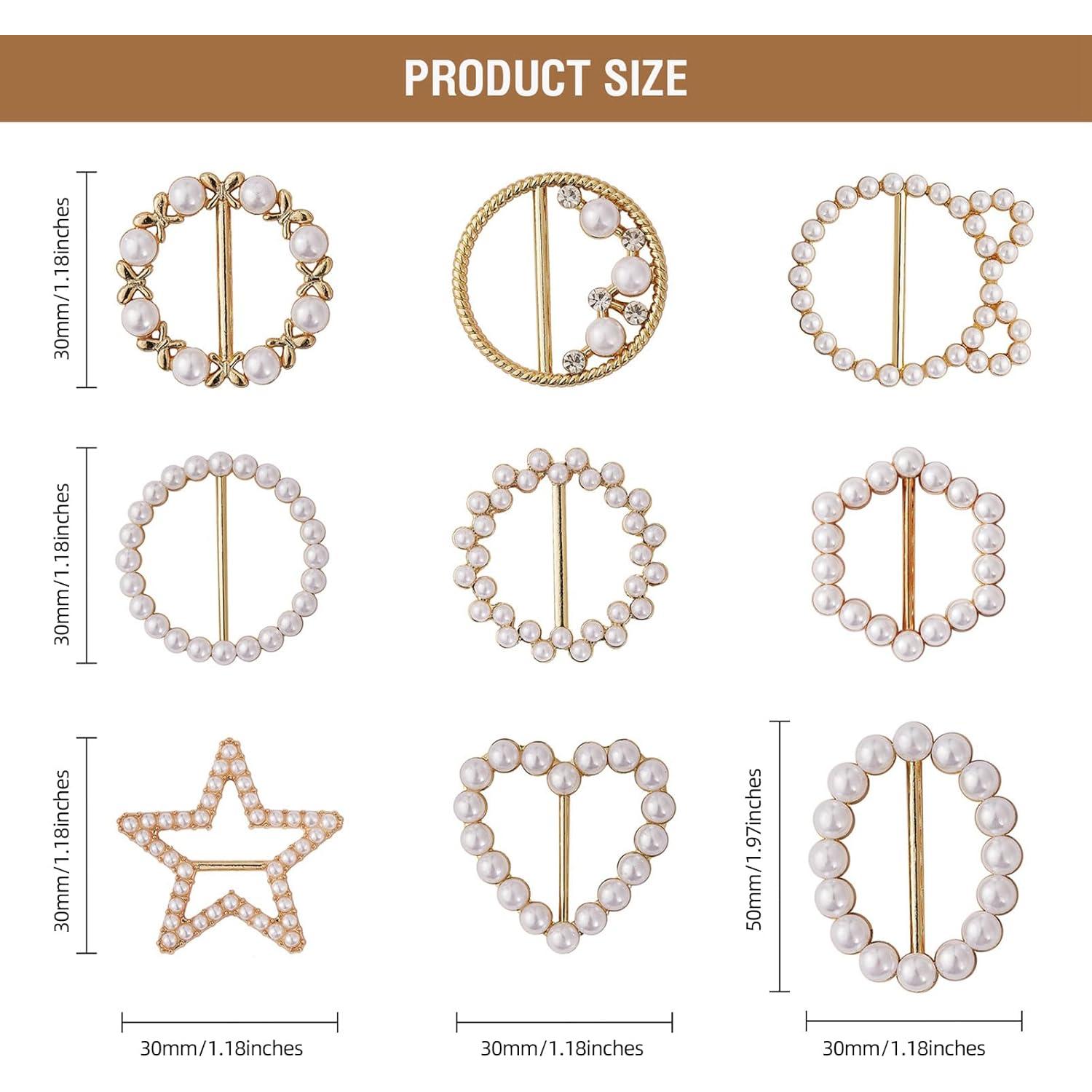 Hebillas de Aleación BEEFLYING 9 Pcs con Rhinestones Dorado Claro