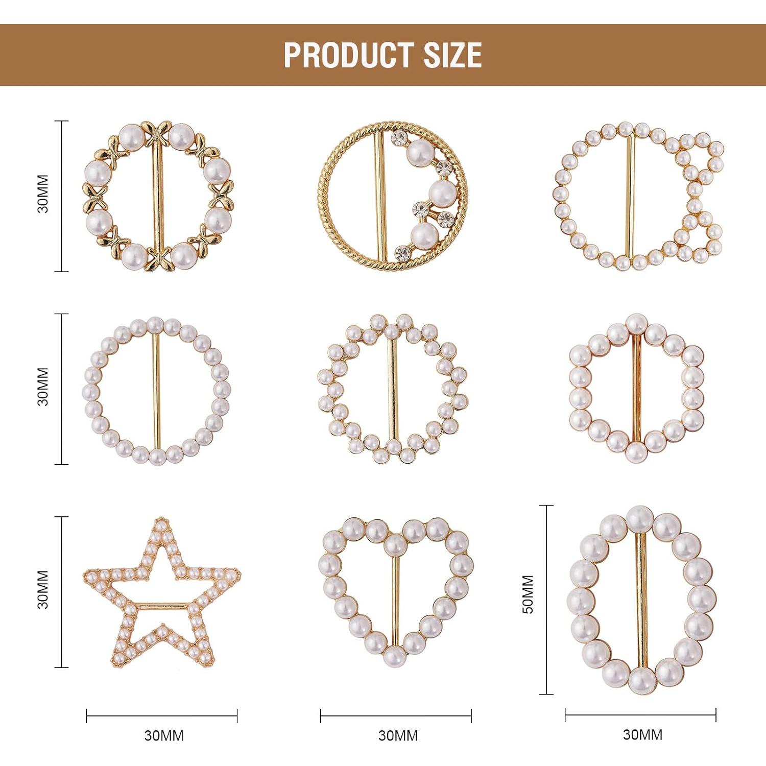 Hebillas de Aleación BEEFLYING 9 Pcs con Rhinestones Dorado Claro