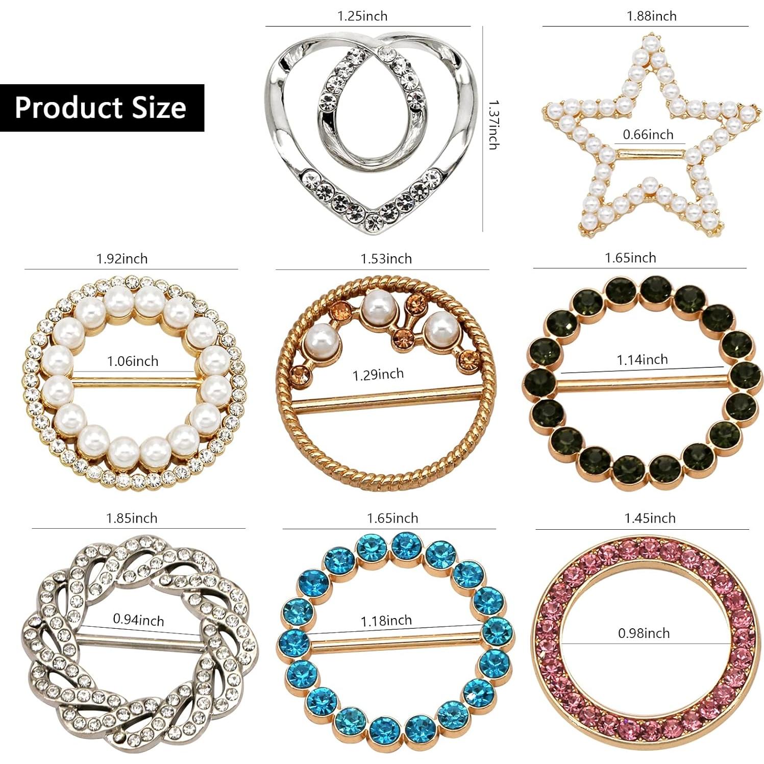 8 Anillos de Bufanda de Seda XUZHAN con Perlas y Rhinestones