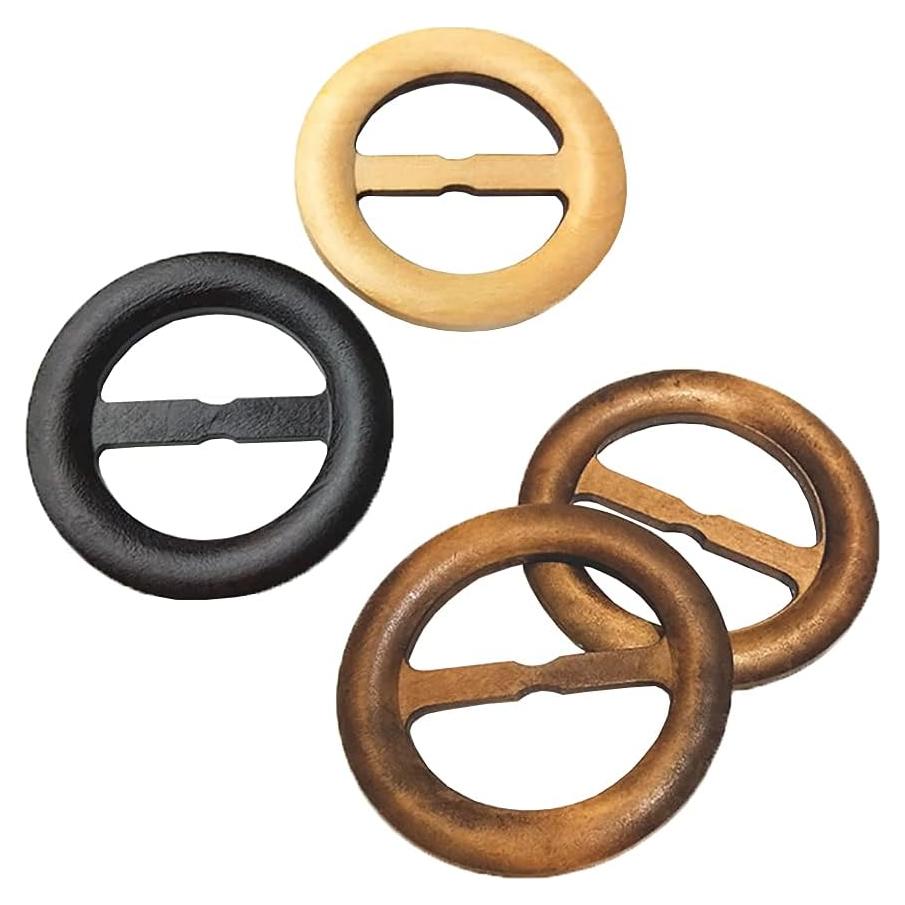 10 Anillos de Clip de Bufanda de Madera Natural ccHuDE