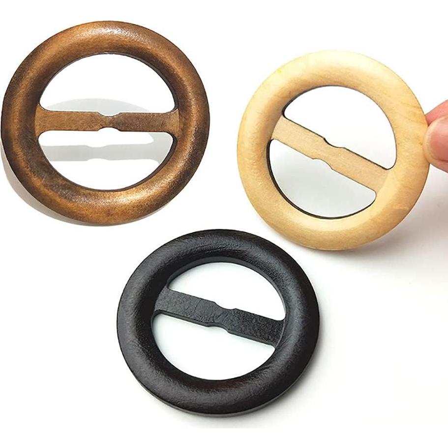 10 Anillos de Clip de Bufanda de Madera Natural ccHuDE