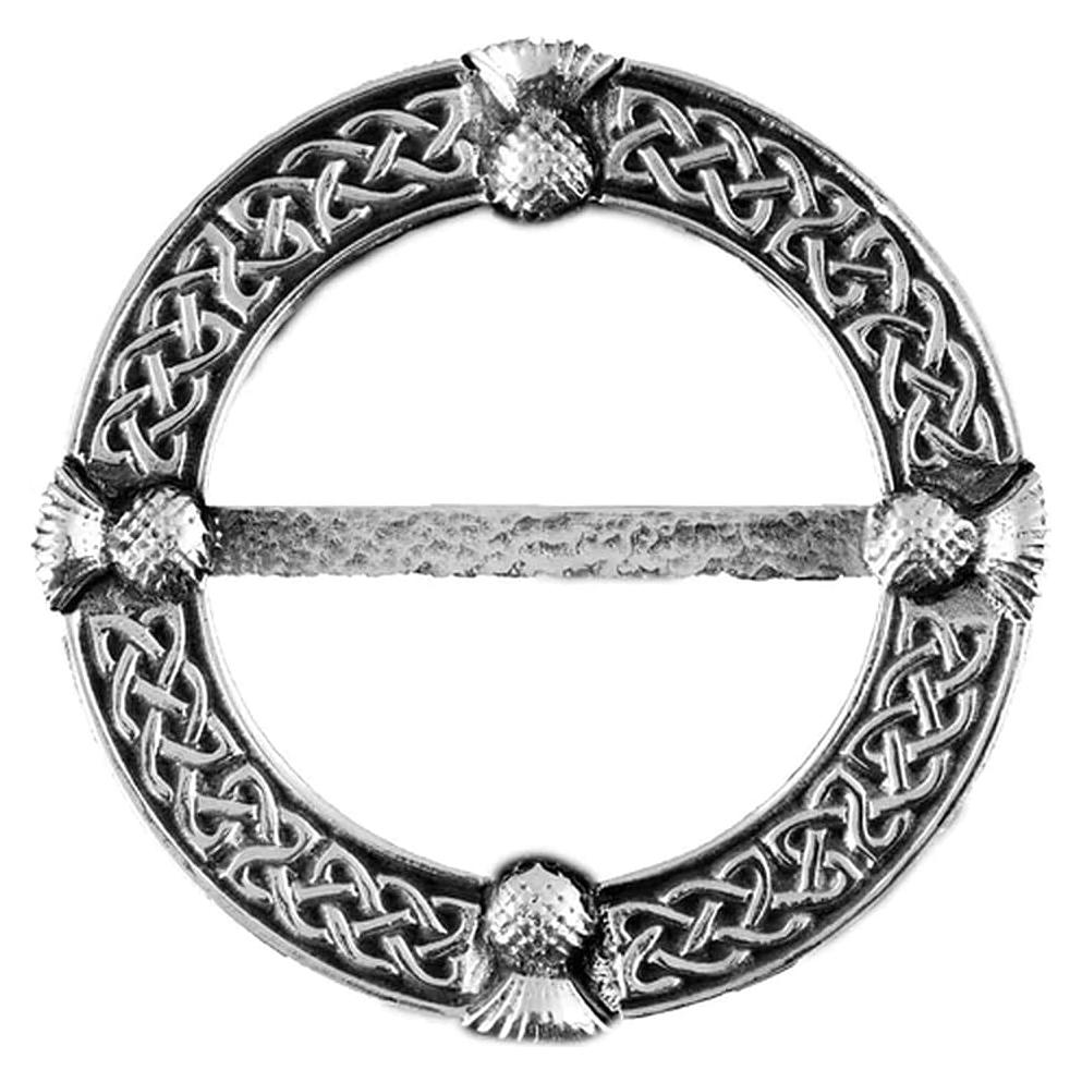 Anillo de Bufanda Ladycrow de Peltre Nudo Celta y Cardo 6x6cm