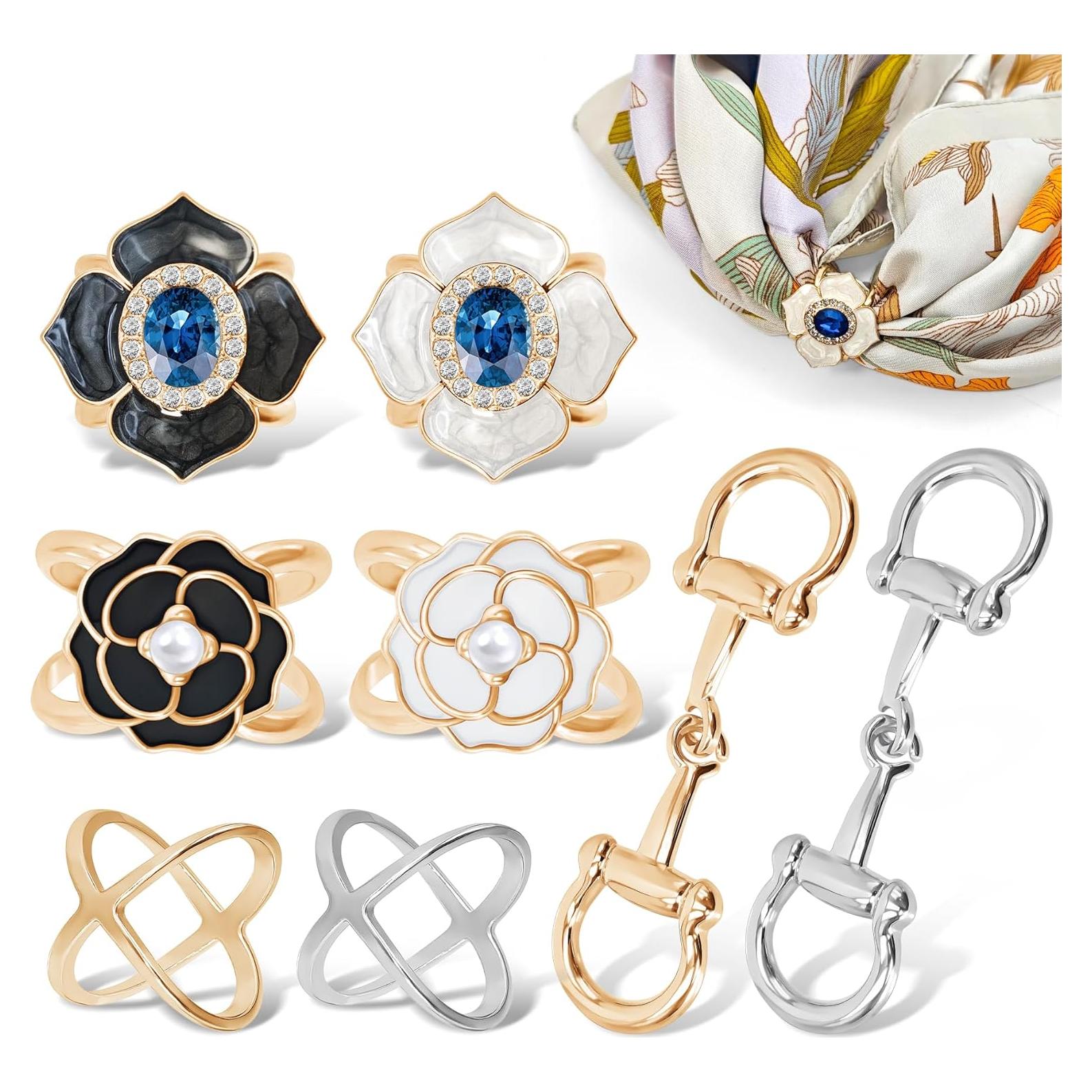 8 Anillos para Bufanda Philbinden en Oro - Clips de Metal Elegantes