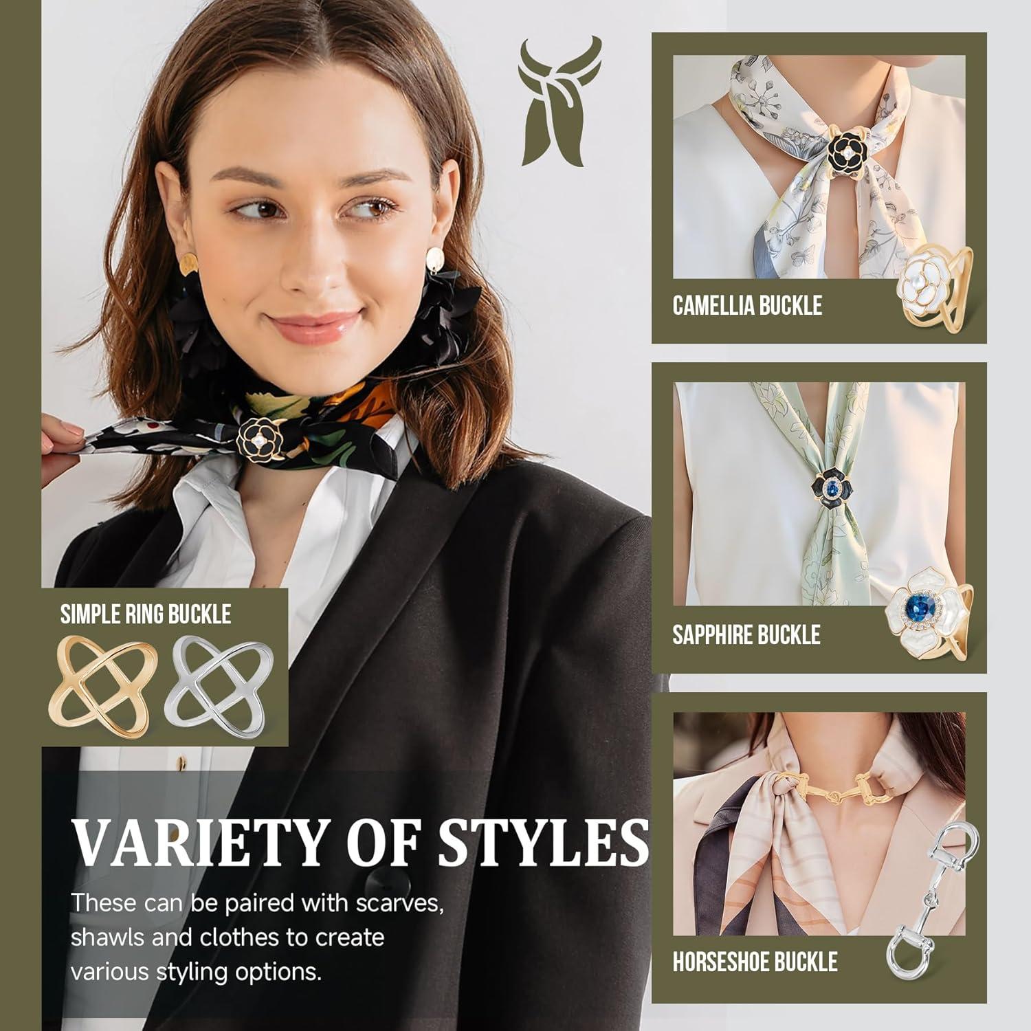 8 Anillos para Bufanda Philbinden en Oro - Clips de Metal Elegantes