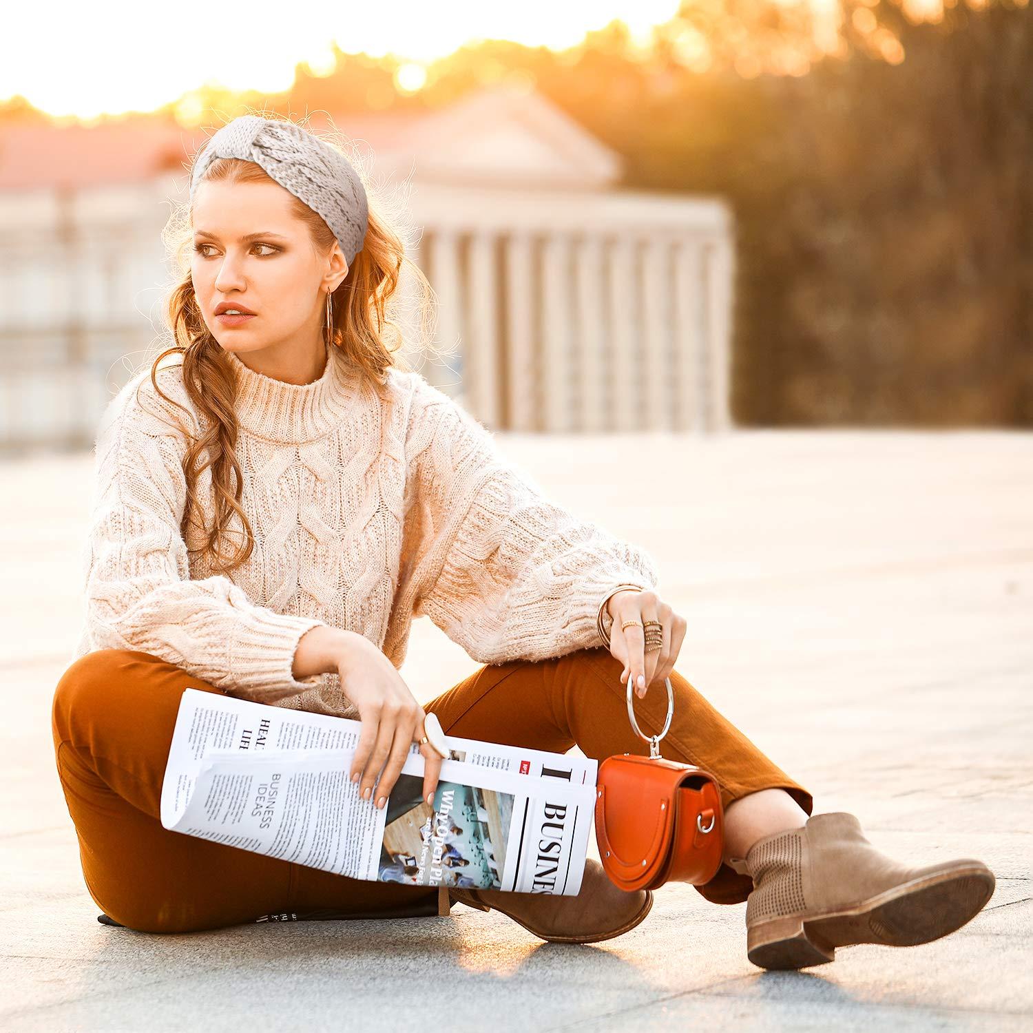 Diademas de Tejido Whaline 6 Piezas Invierno Calentadores de Oídos