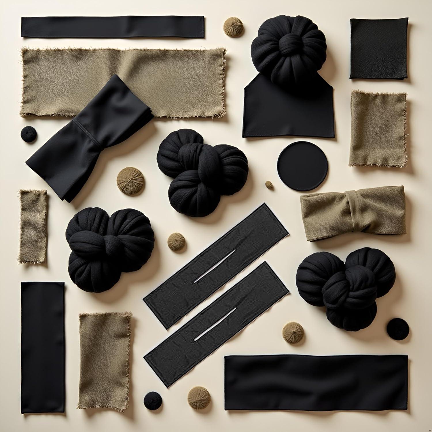 Juego de 2 Clips Mágicos de Tela Negra para Chignon GANPUB