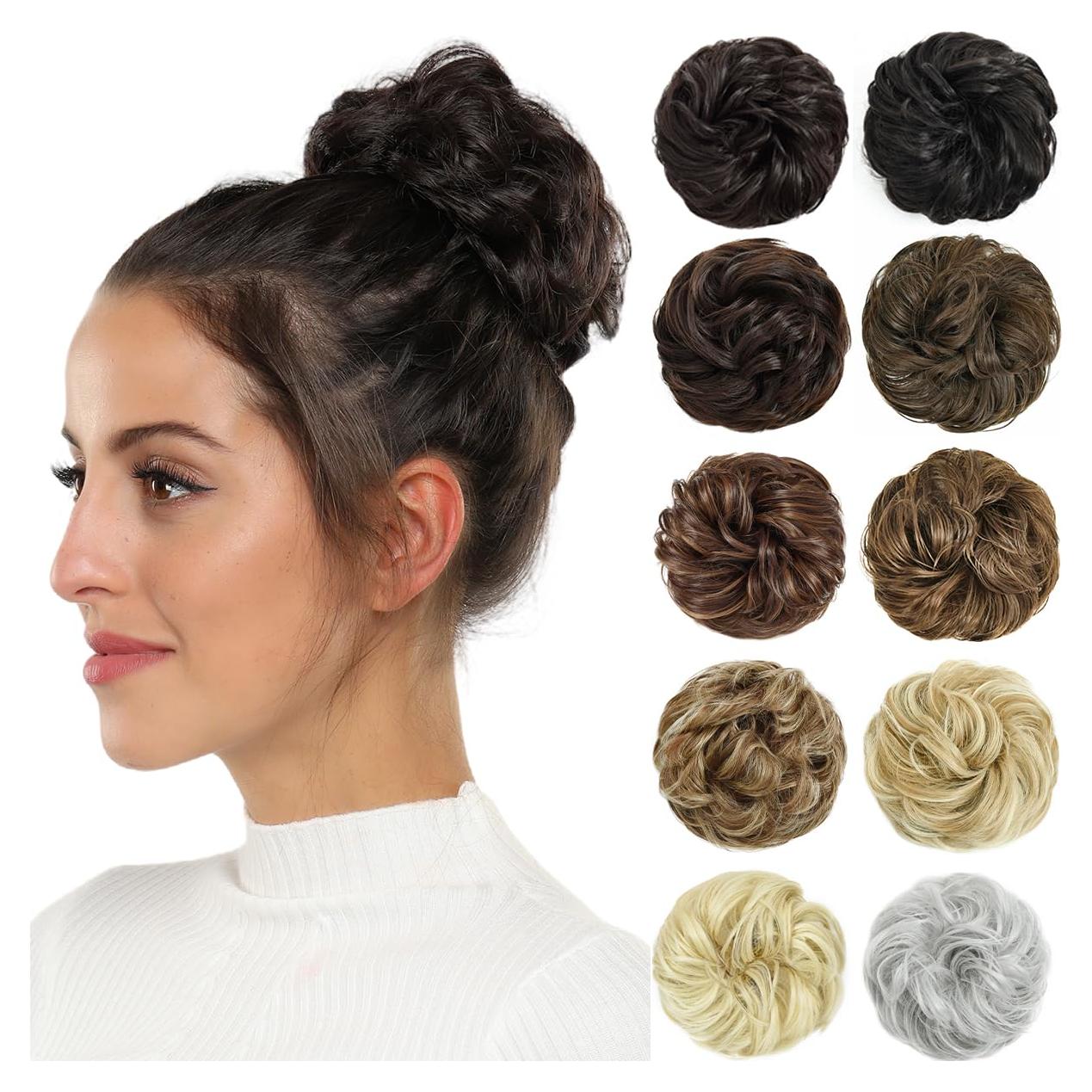 Extensión de moño desordenado Rose Bud, marrón oscuro, 14.5cm