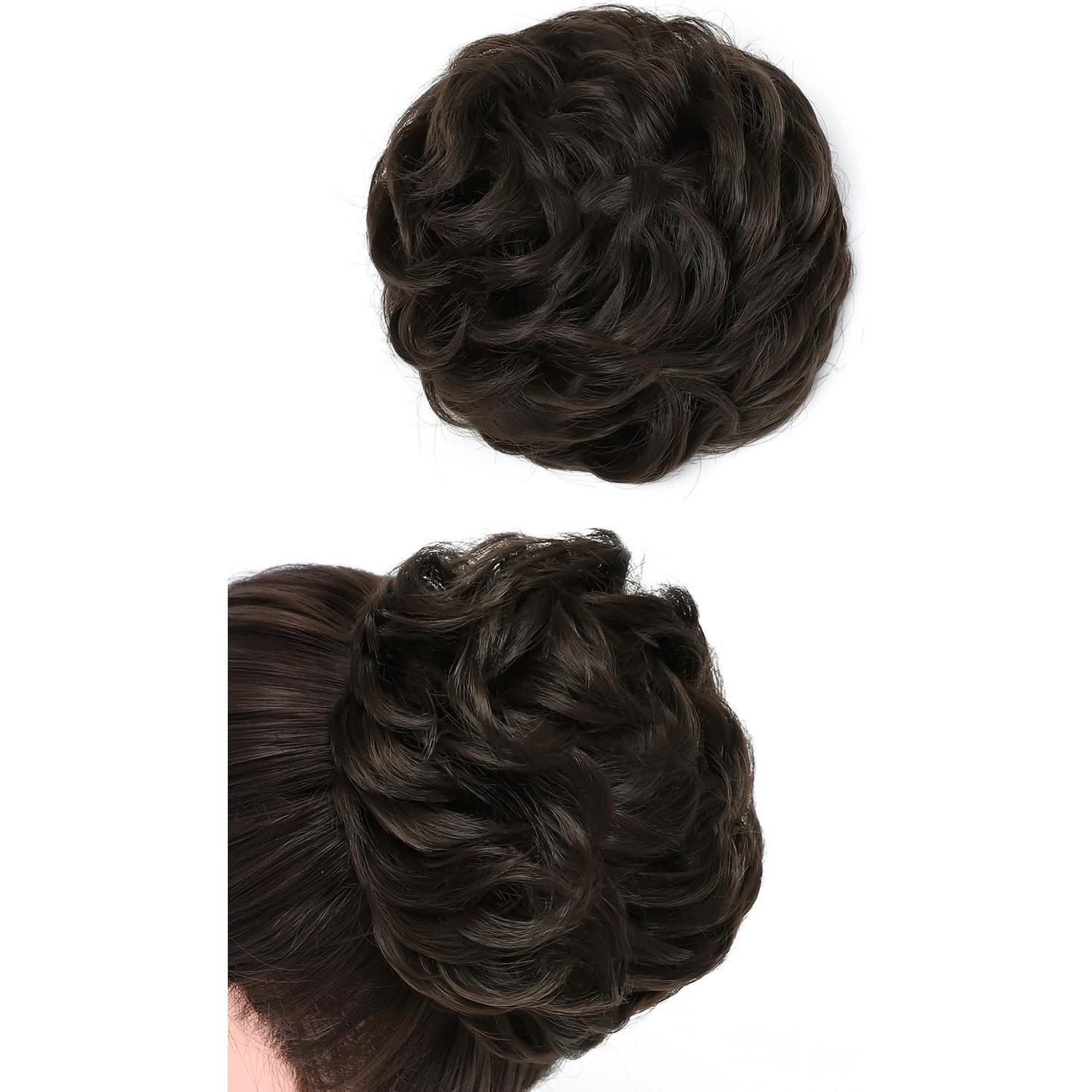 Extensión de moño desordenado Rose Bud, marrón oscuro, 14.5cm