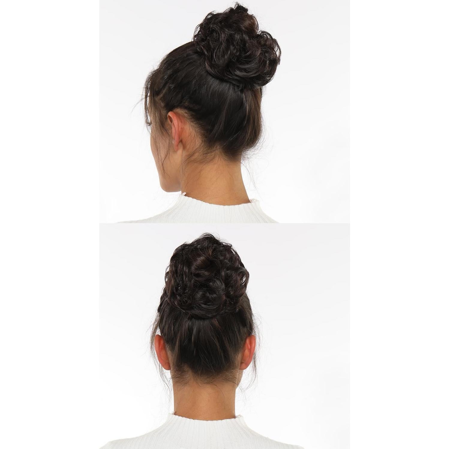 Extensión de moño desordenado Rose Bud, marrón oscuro, 14.5cm