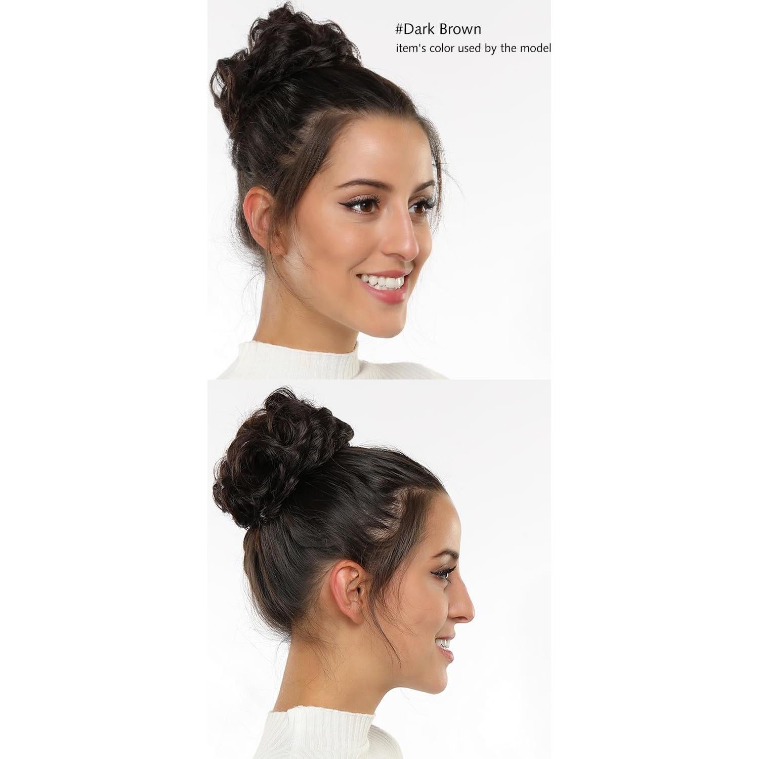 Extensión de moño desordenado Rose Bud, marrón oscuro, 14.5cm