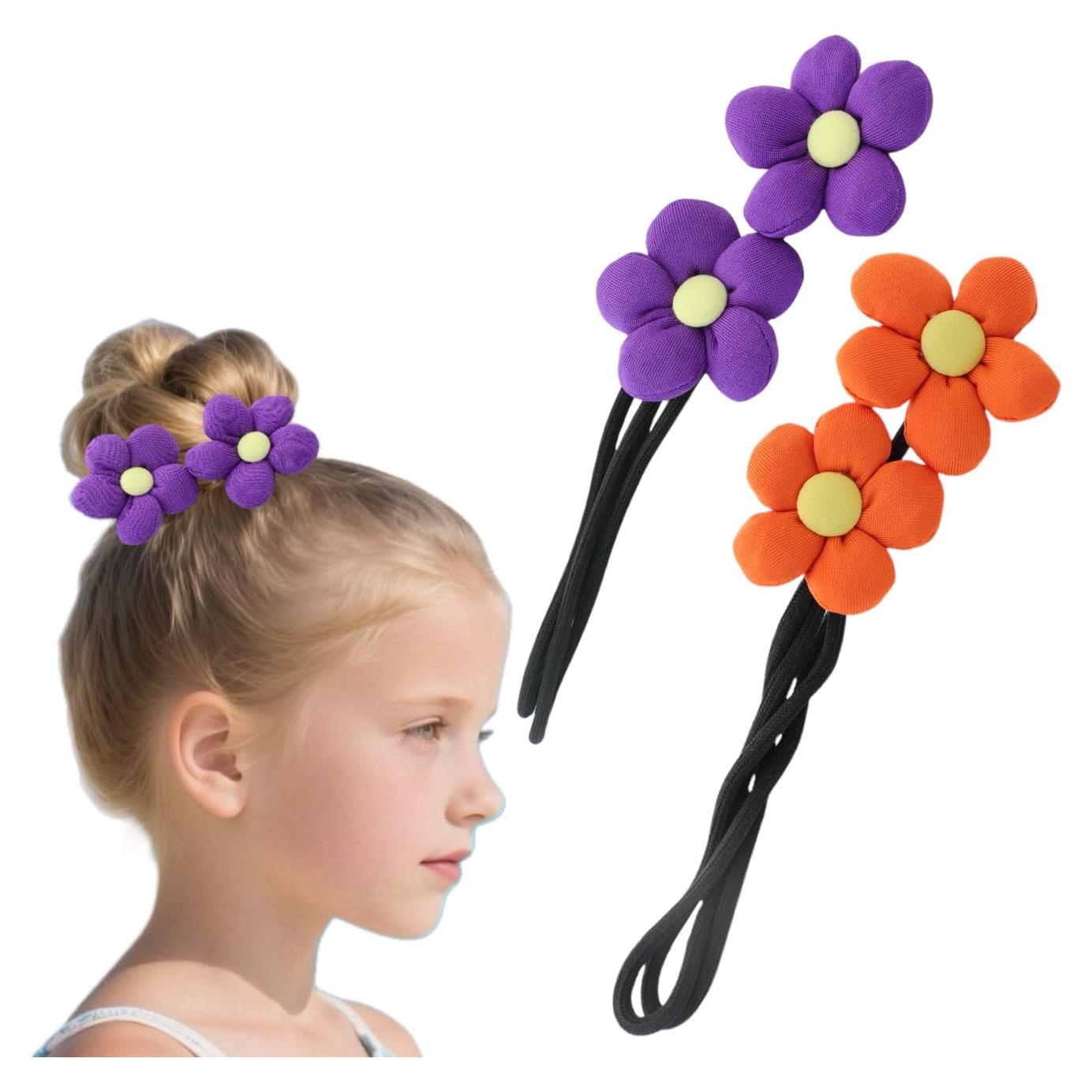 Hacedor de Moño de Flores Fosrisix - 2 Pcs, Púrpura/Naranja