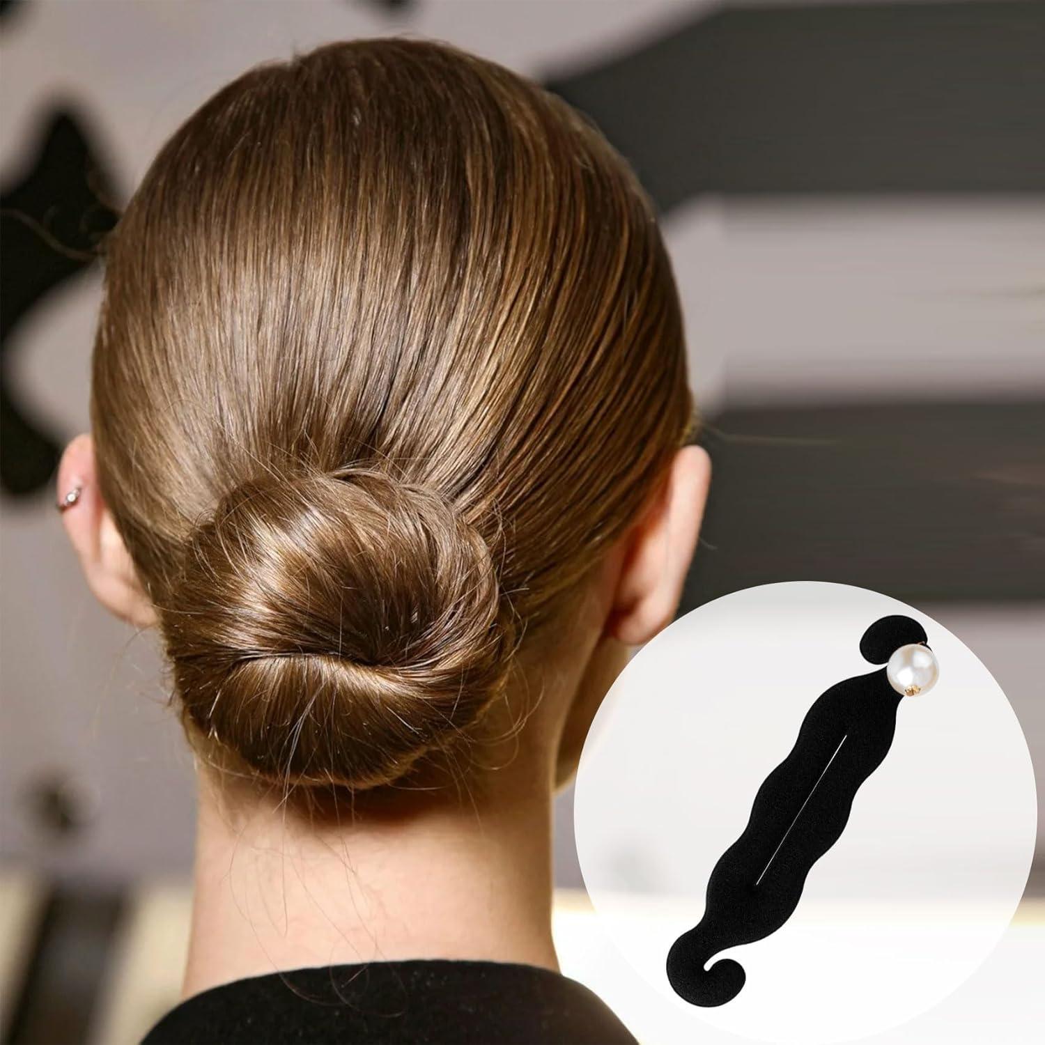 Hacedor de Moño CTEAKOP 2 Pcs Negro y Perla para Cabello