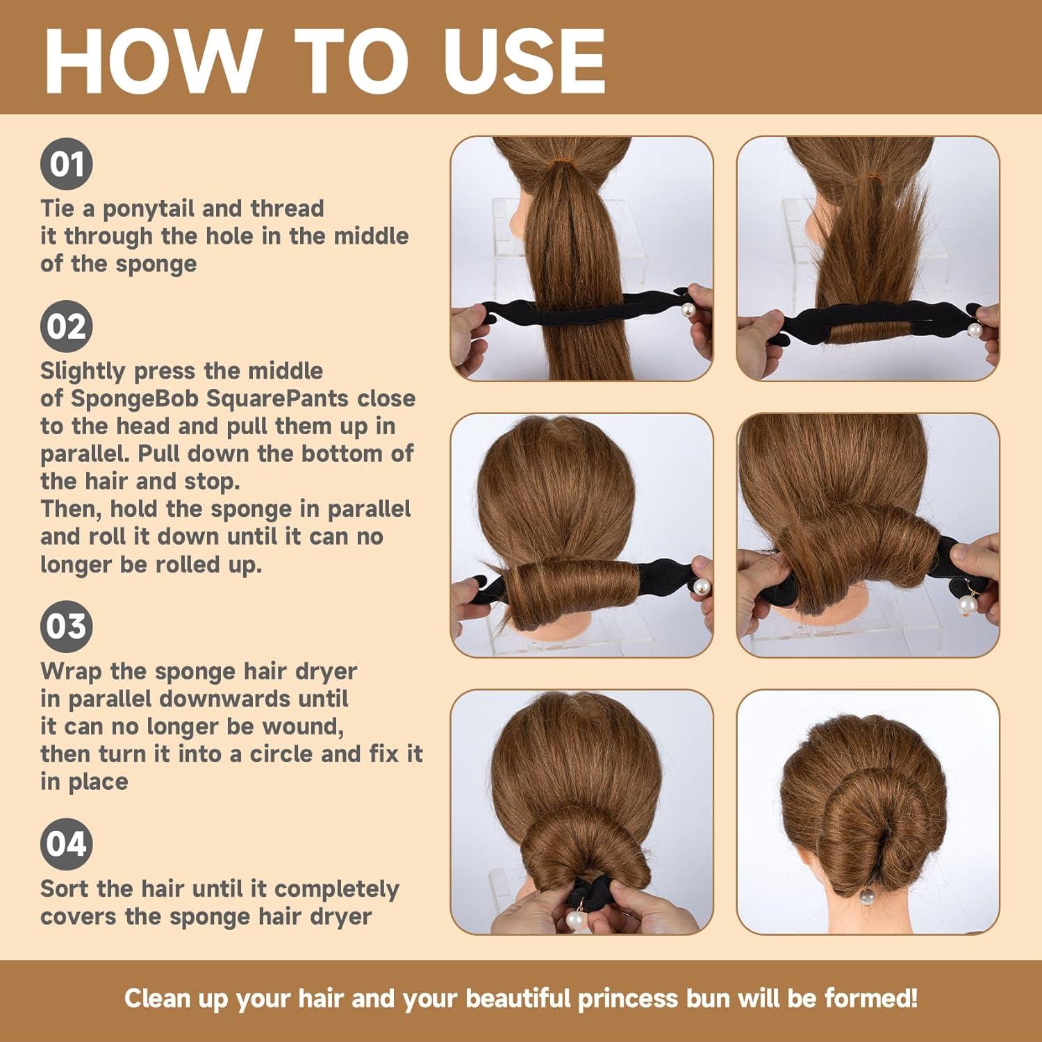 Hacedor de Moño CTEAKOP 2 Pcs Negro y Perla para Cabello