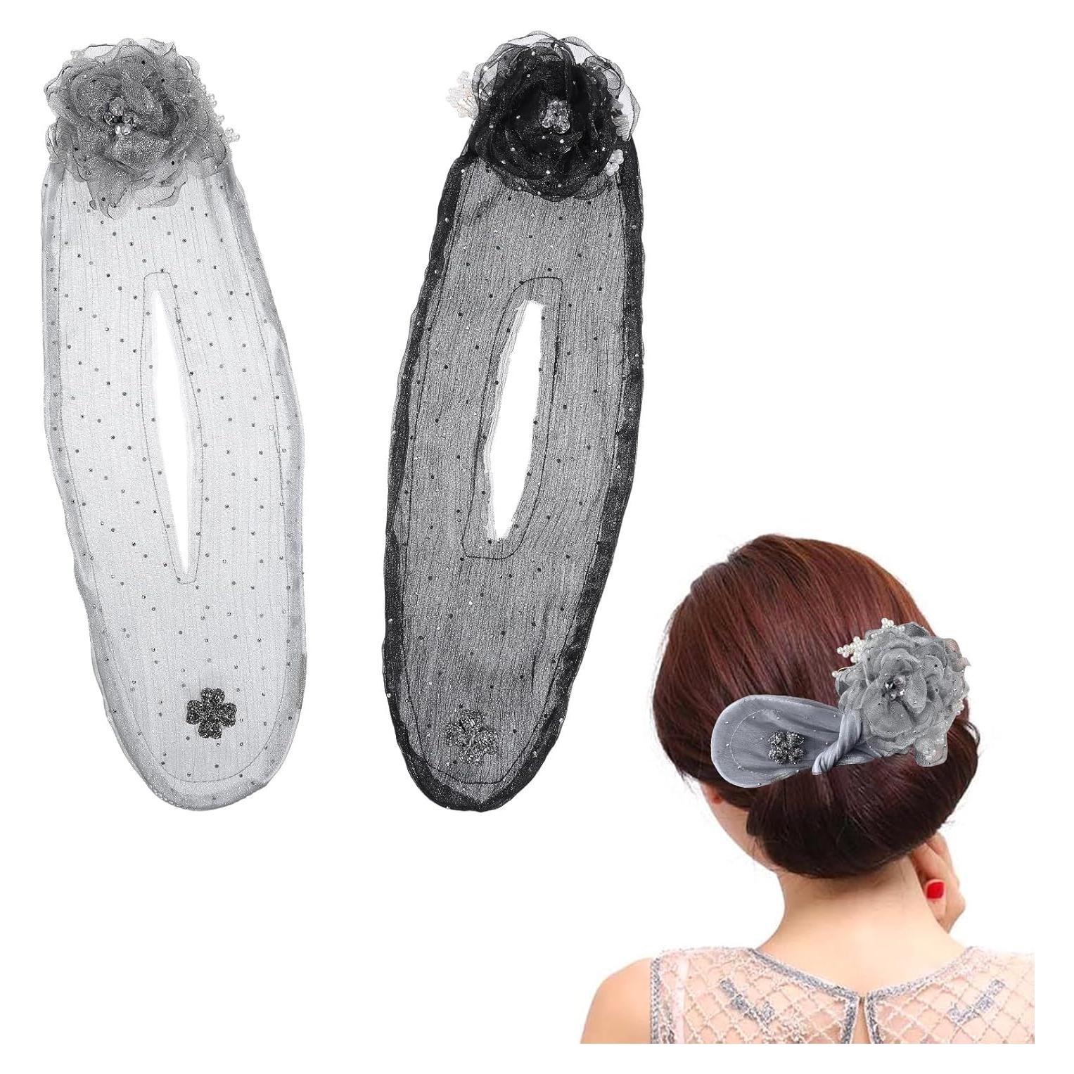 Clip de Cabello JIEYAO 2PCS Flores Bordadas Mano 36x9cm