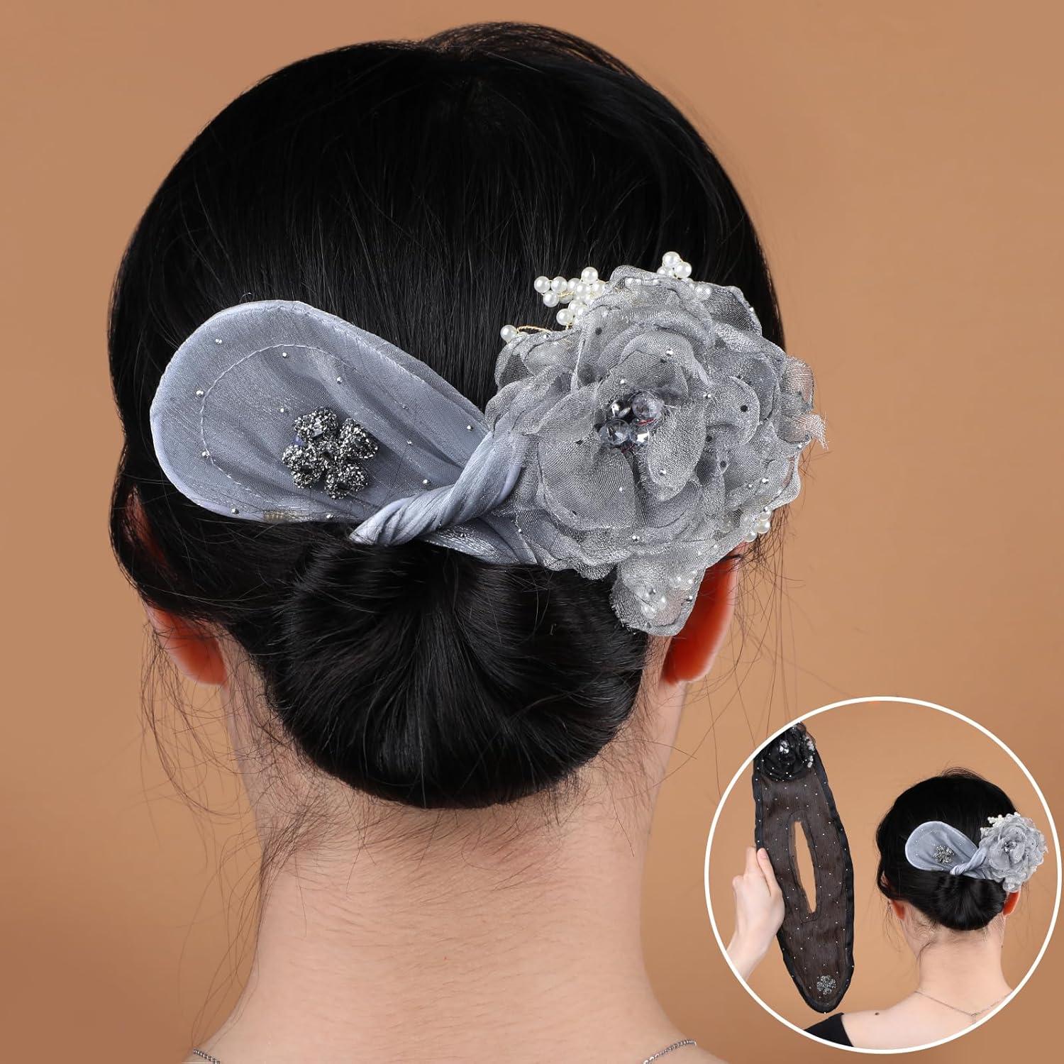 Clip de Cabello JIEYAO 2PCS Flores Bordadas Mano 36x9cm