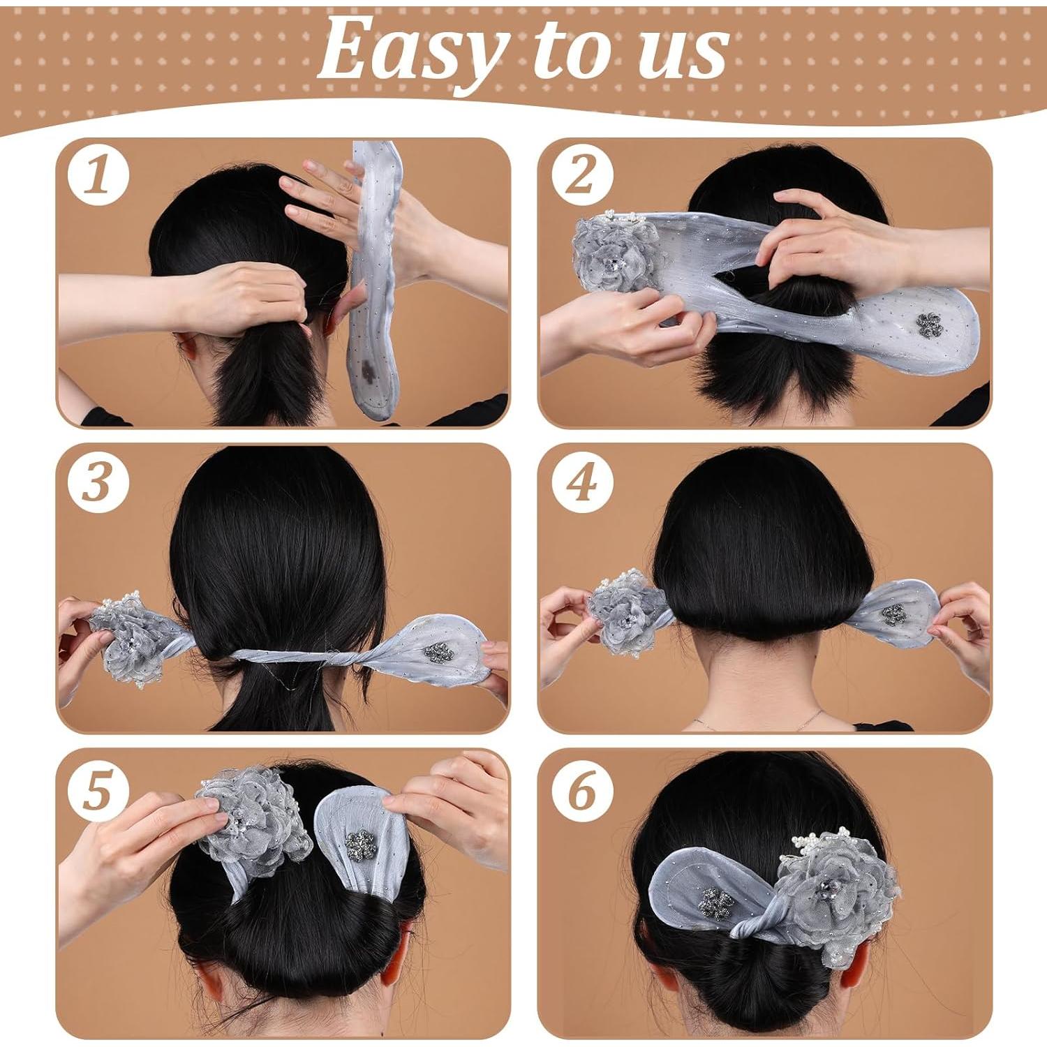 Clip de Cabello JIEYAO 2PCS Flores Bordadas Mano 36x9cm