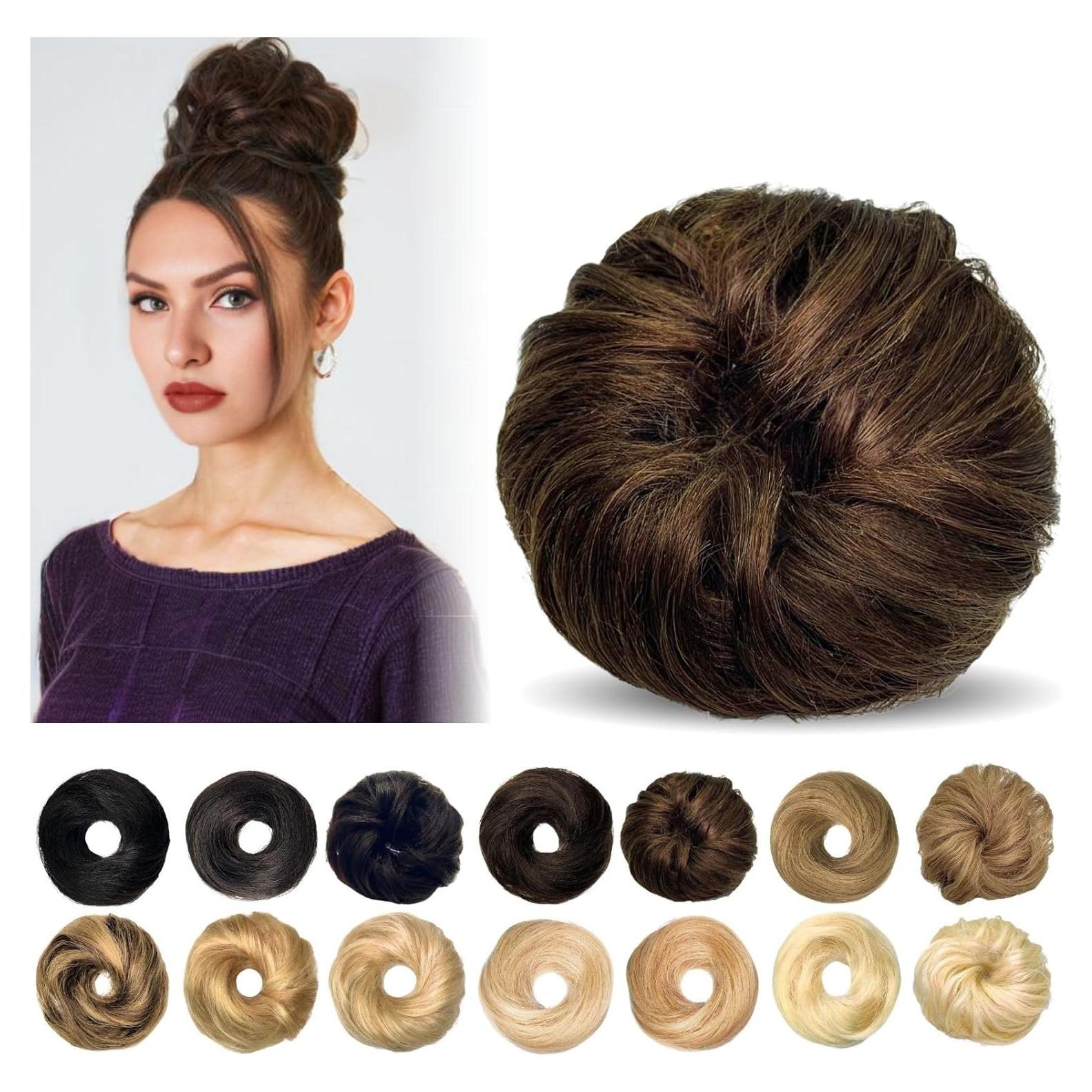 Pieza de cabello en moño desordenado MINGATEC 10.16cm Marrón