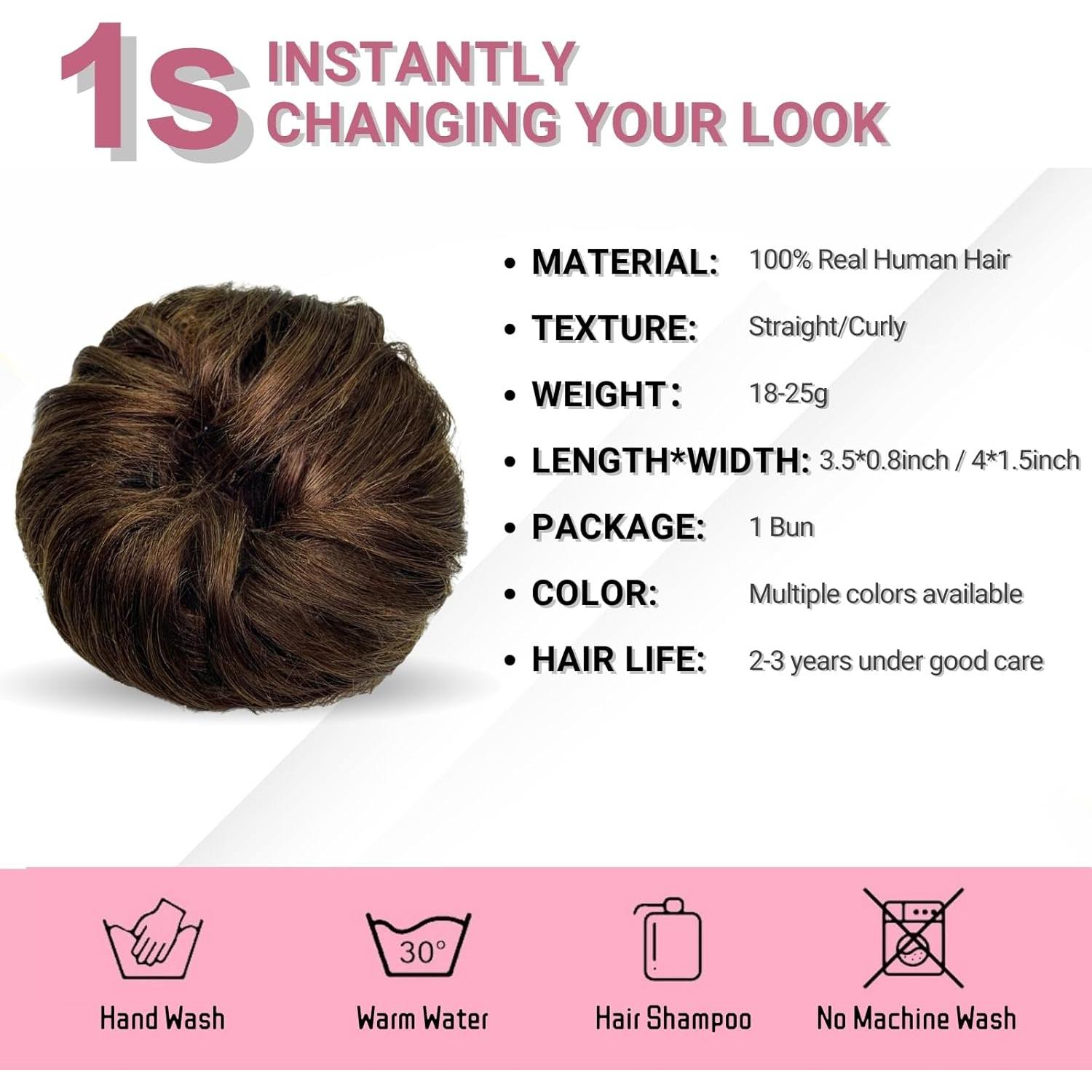 Pieza de cabello en moño desordenado MINGATEC 10.16cm Marrón