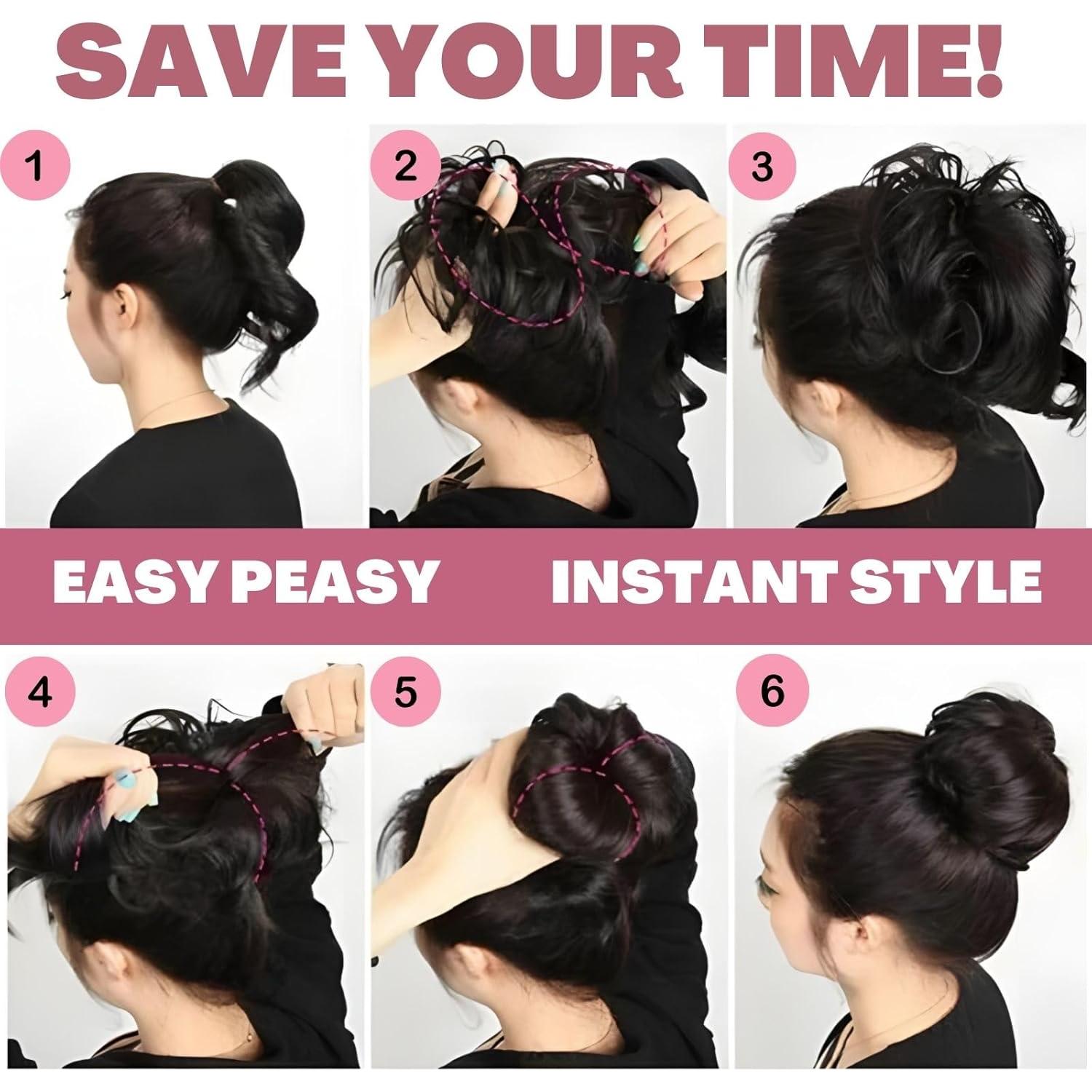 Pieza de cabello en moño desordenado MINGATEC 10.16cm Marrón