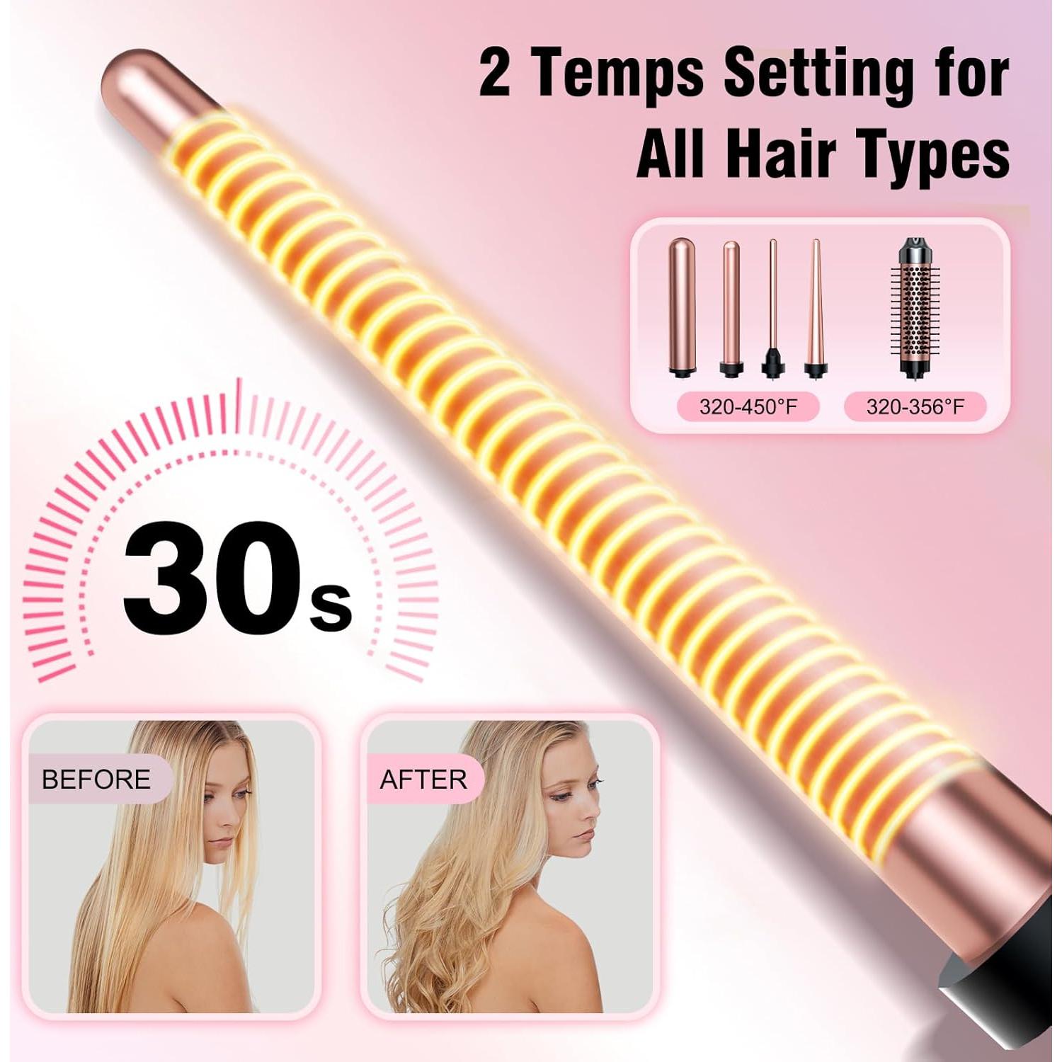 Rizador 5 en 1 Bo'laiya con Pantalla Digital y 4 Barriles