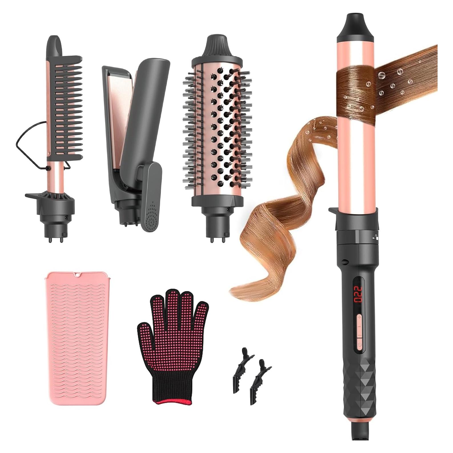 Juego Rizador 4 en 1 GloCurlX - Calentamiento Rápido, Cerámica