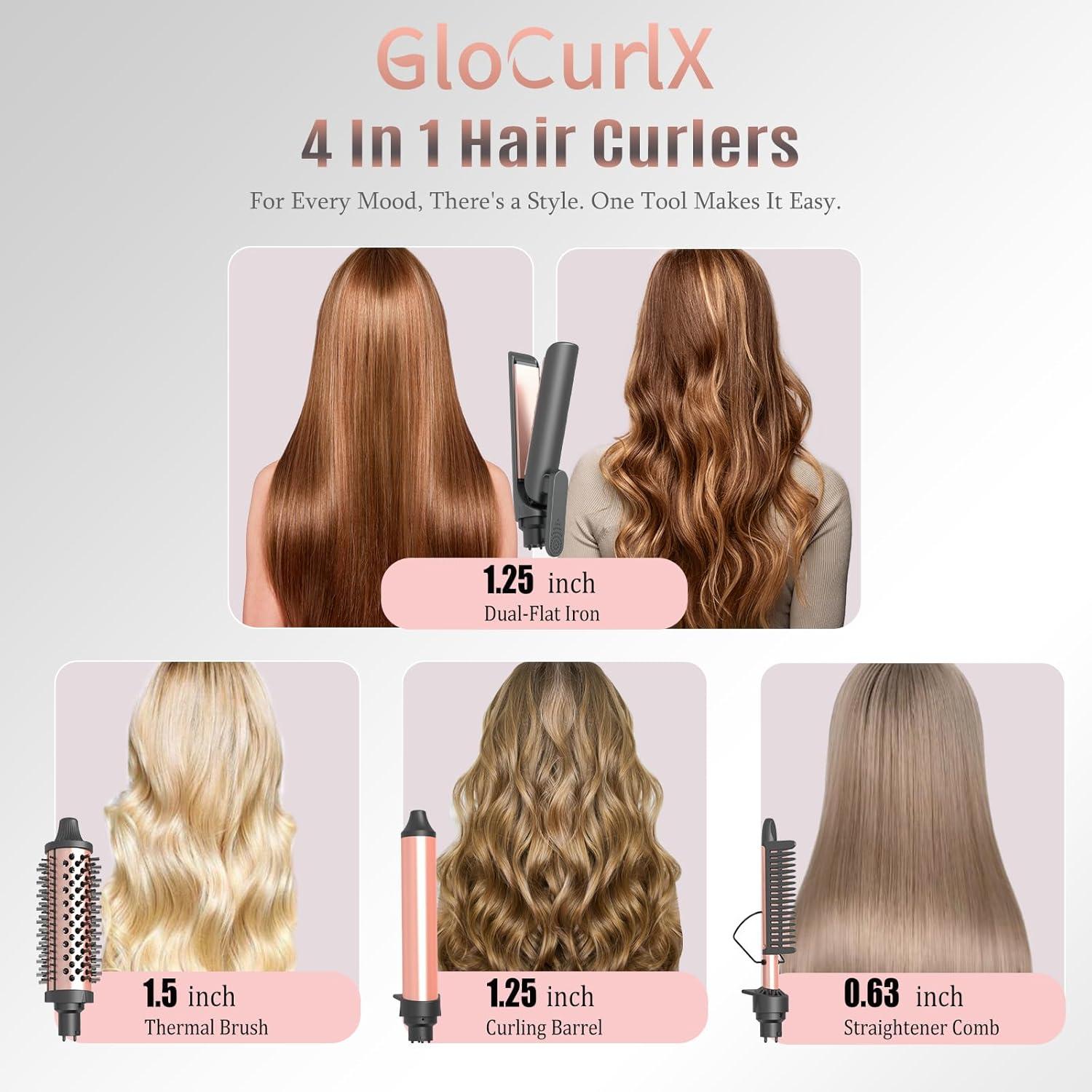 Juego Rizador 4 en 1 GloCurlX - Calentamiento Rápido, Cerámica