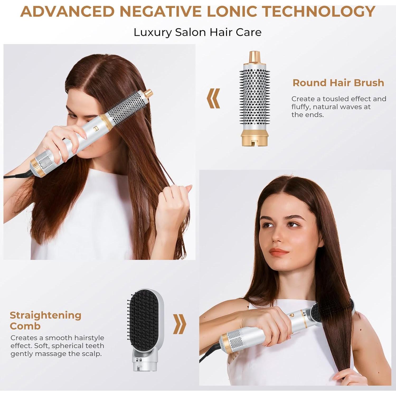 Cepillo Secador 5 en 1 Trylater - Estilizador de Cabello Blanco