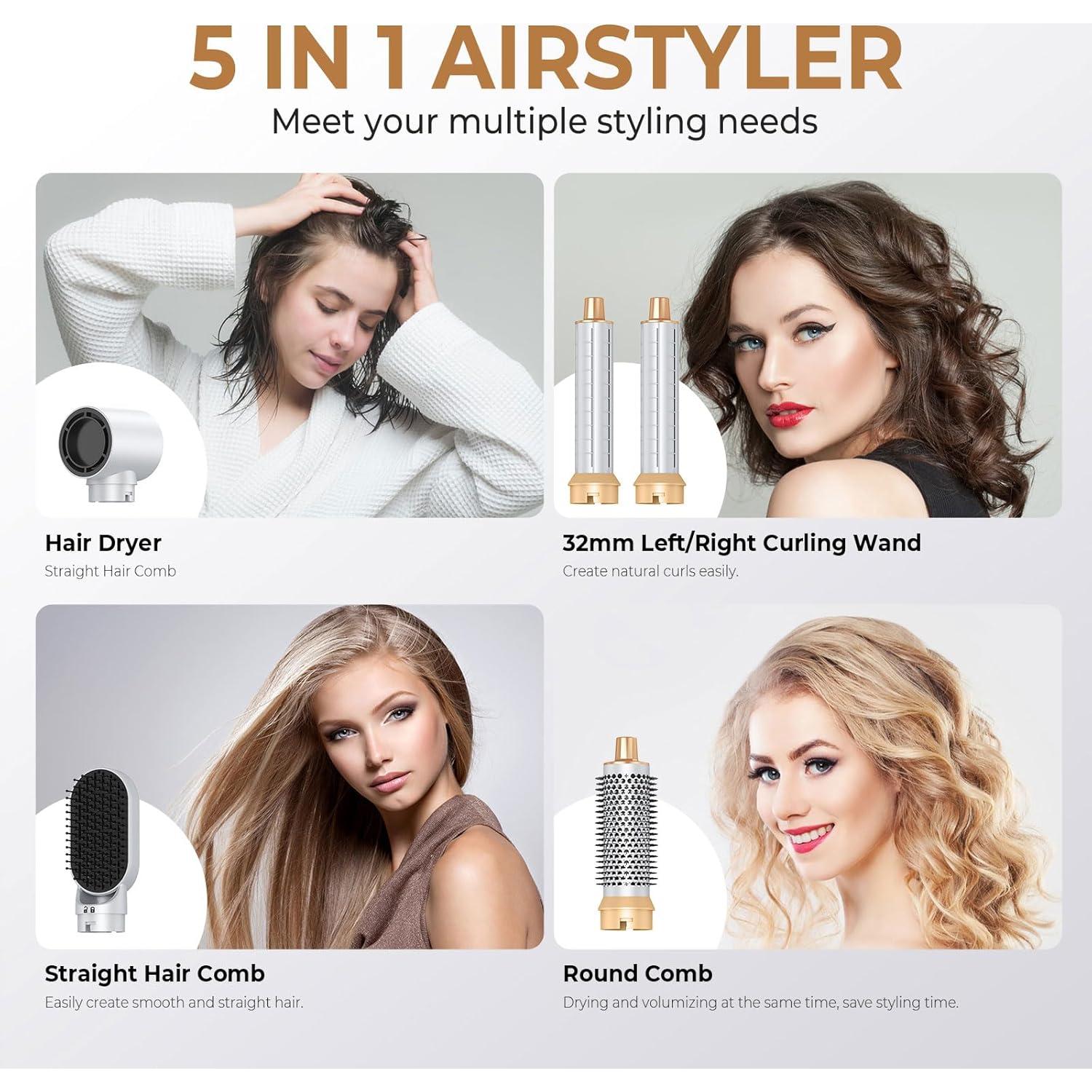 Cepillo Secador 5 en 1 Trylater - Estilizador de Cabello Blanco