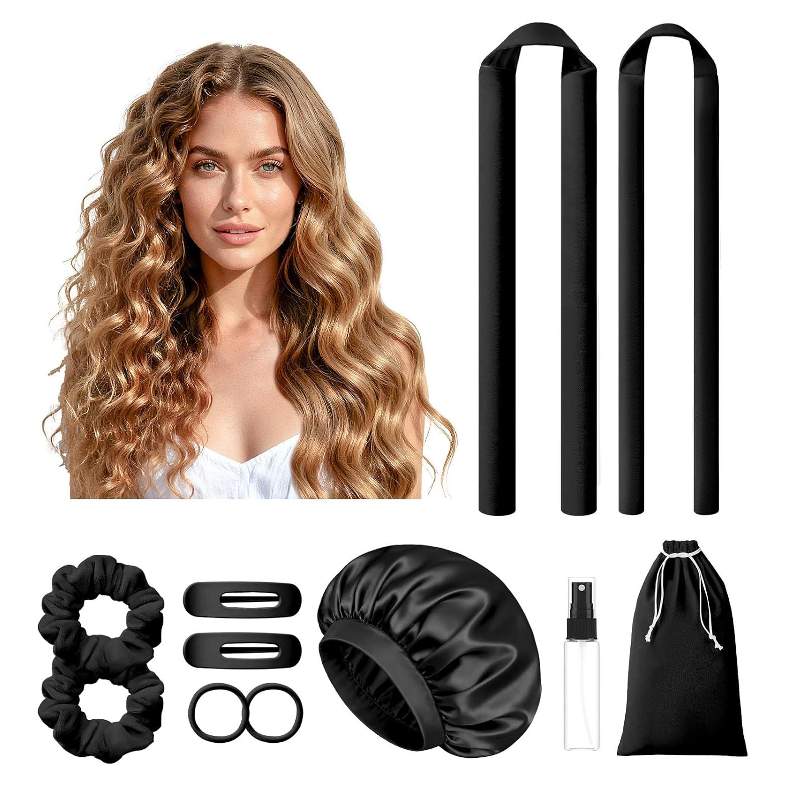 Rulos Sin Calor LitBear para Cabello Largo y Medio - Negro