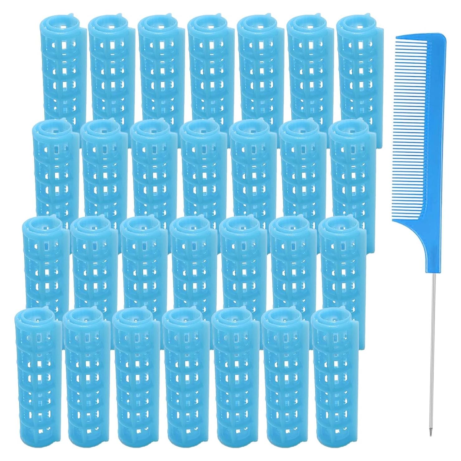 Juego de 28 Rulos Autoadhesivos MOODKEY 1.5cm Azul Sin Calor