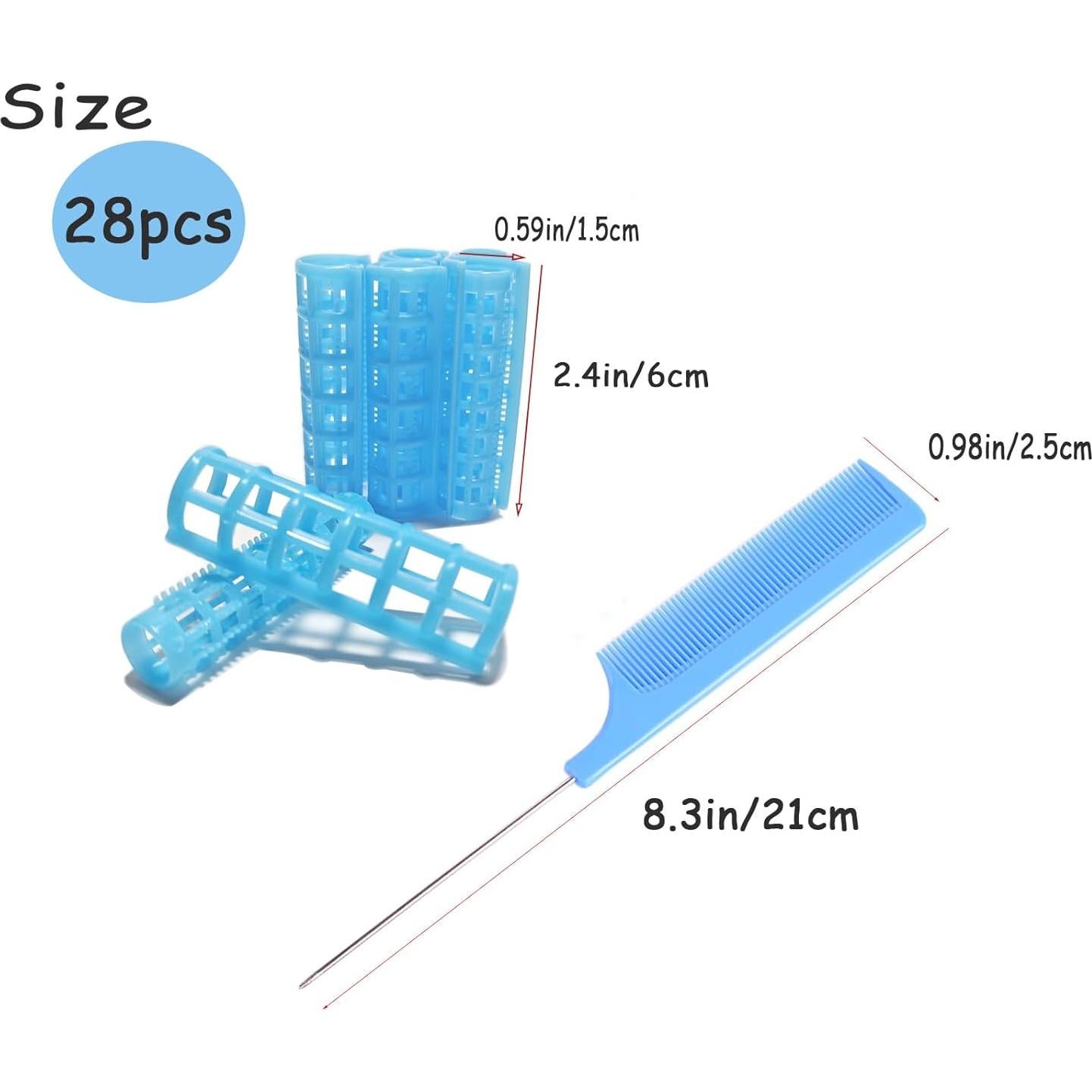 Juego de 28 Rulos Autoadhesivos MOODKEY 1.5cm Azul Sin Calor