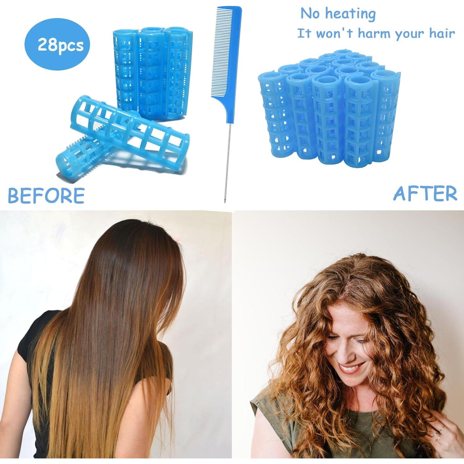 Juego de 28 Rulos Autoadhesivos MOODKEY 1.5cm Azul Sin Calor