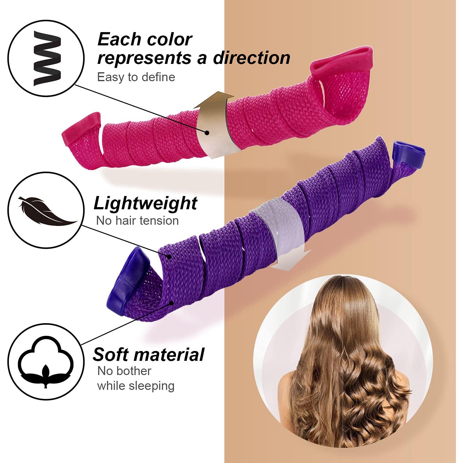 Kit 40 Rulos de Pelo Sin Calor Kufun 55cm para Rizos Perfectos